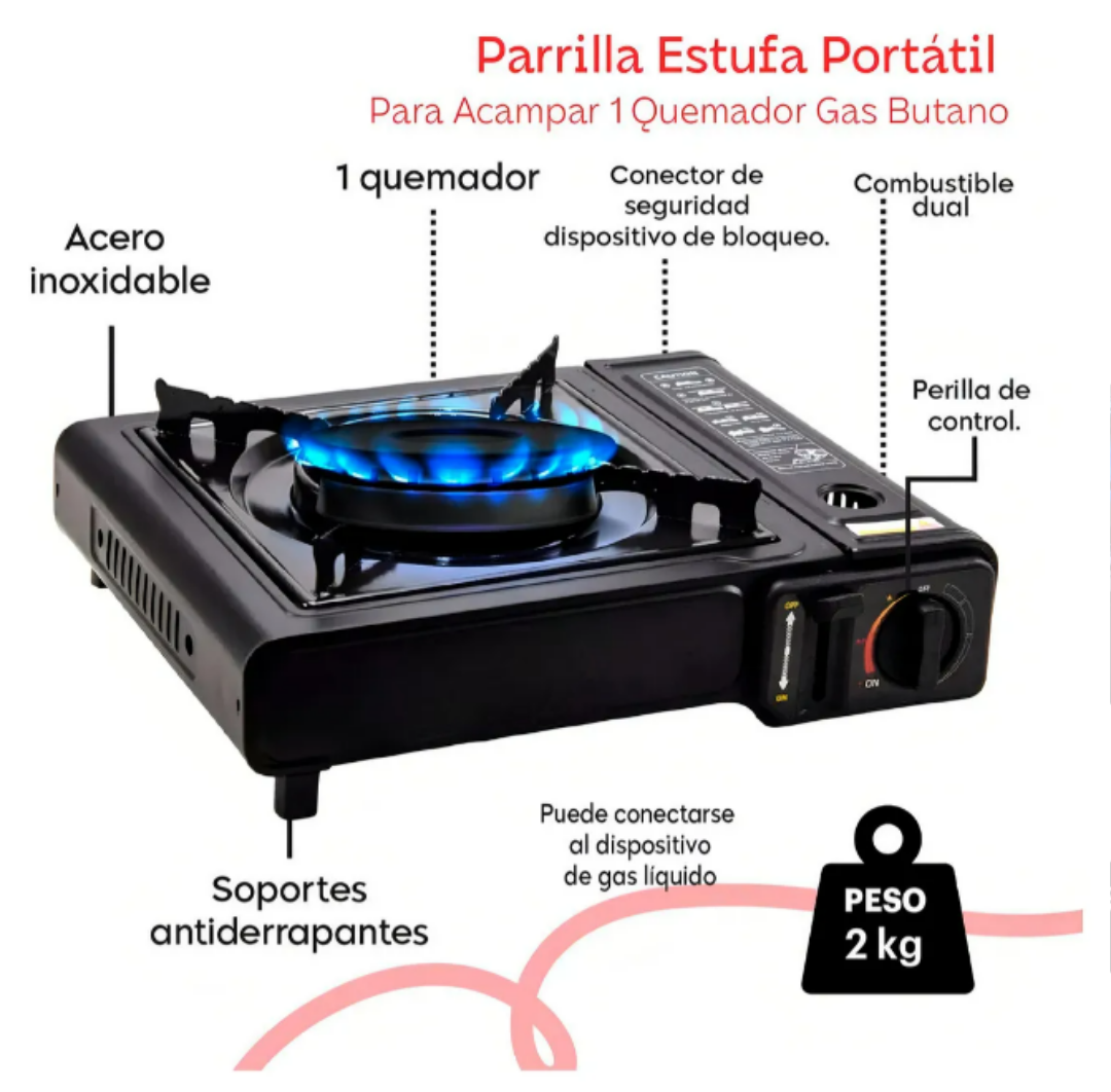 Foto 2 | Parrilla Portátil Xtellar Para Acampar En Color Negro: Tu Compañera De Aventuras Al Aire Libre