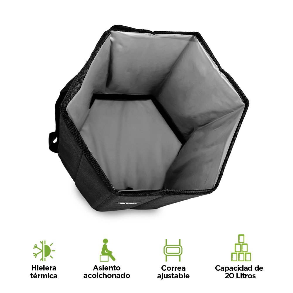 Foto 4 pulgar | Hielera Térmica Hikeo 83472 color Negro  Portátil Plegable XL de 20 Litros con Asiento