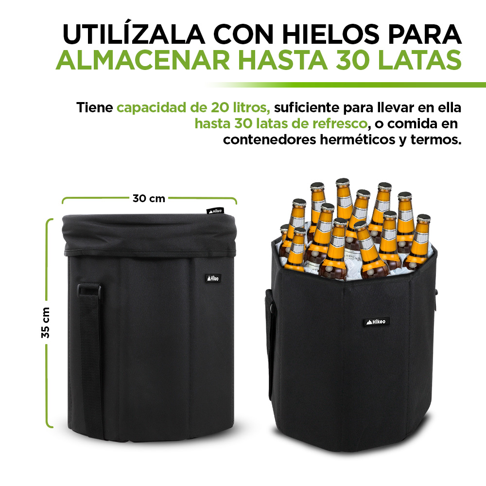 Foto 6 pulgar | Hielera Térmica Hikeo 83472 color Negro  Portátil Plegable XL de 20 Litros con Asiento