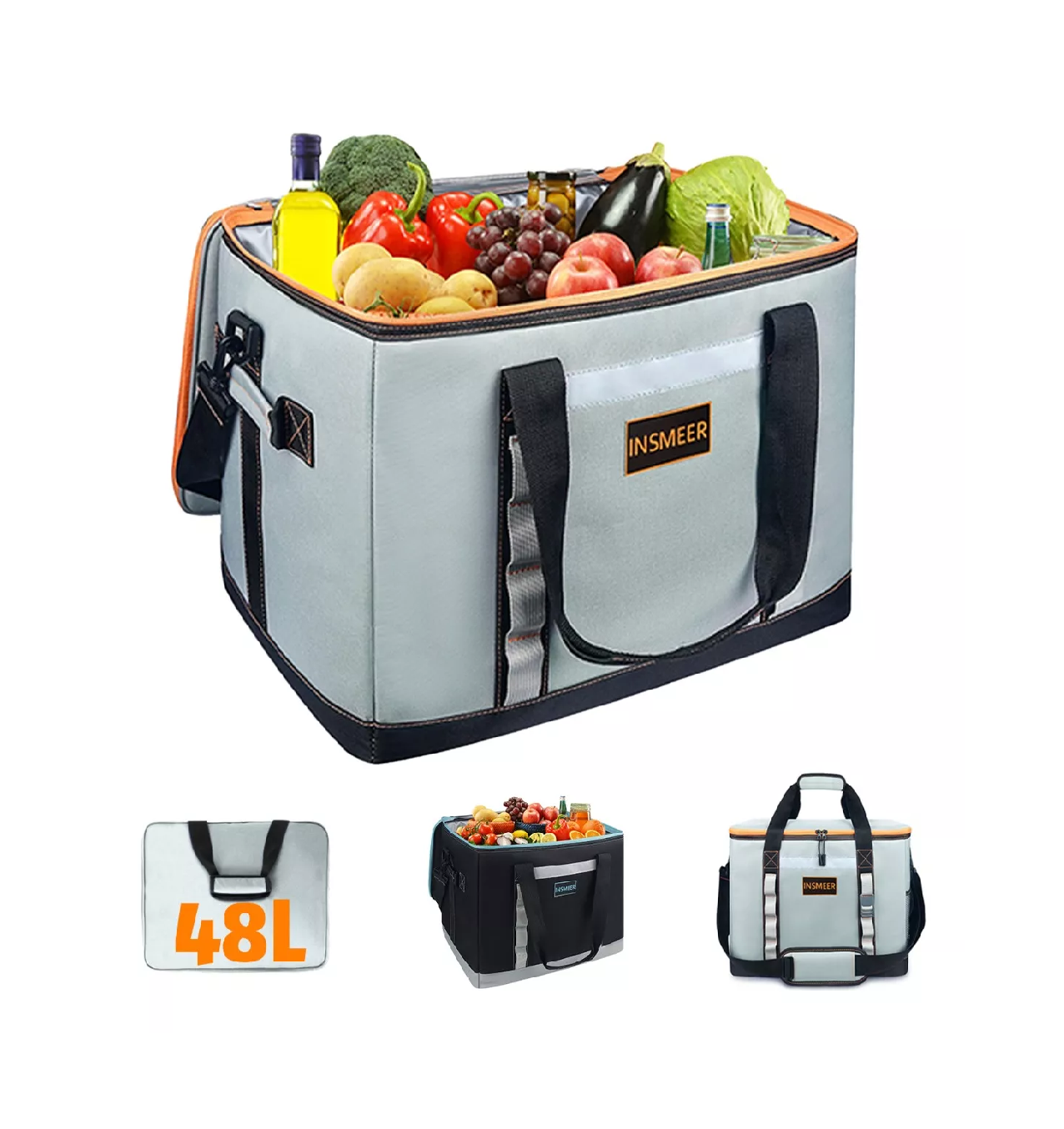 Foto 3 pulgar | Hielera Portatil 48l Bolsa Térmica Para 65 Latas, Gris