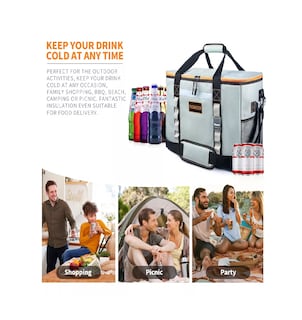 Foto 4 | Hielera Portatil 48l Bolsa Térmica Para 65 Latas, Gris