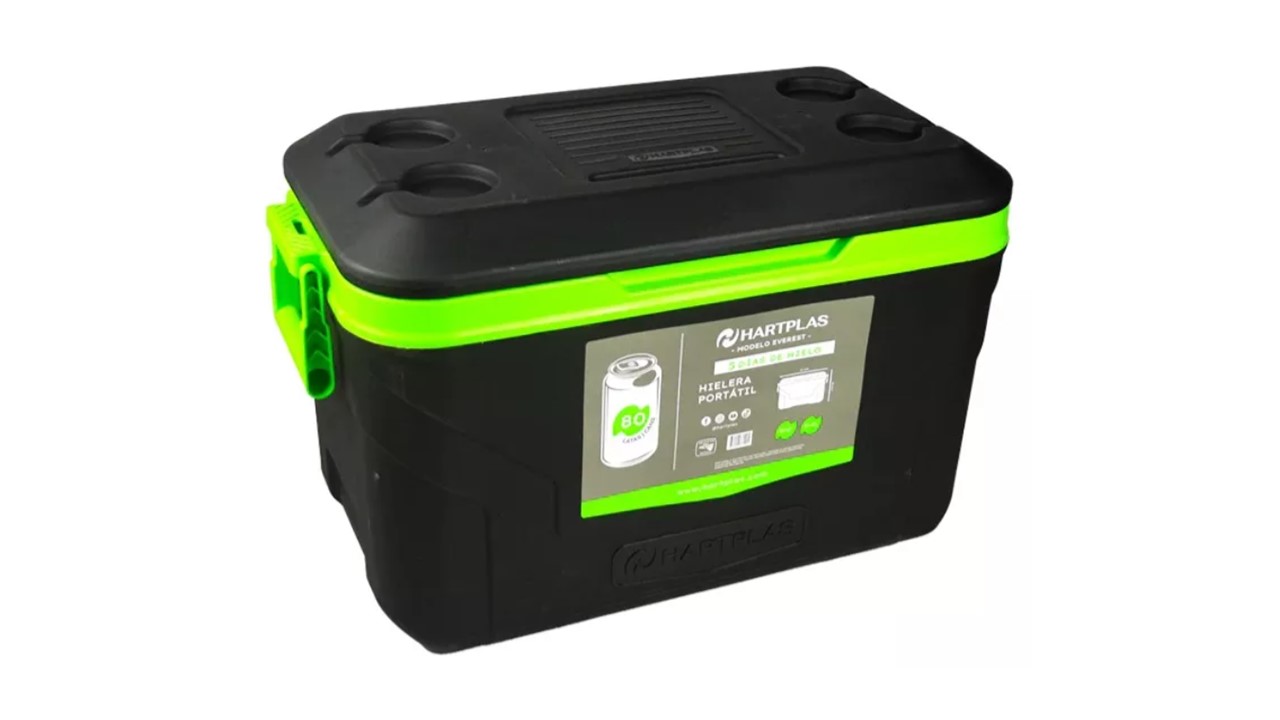 Hielera Everest Capacidad 52qt, 50 Lit Rectangular Negro/verde