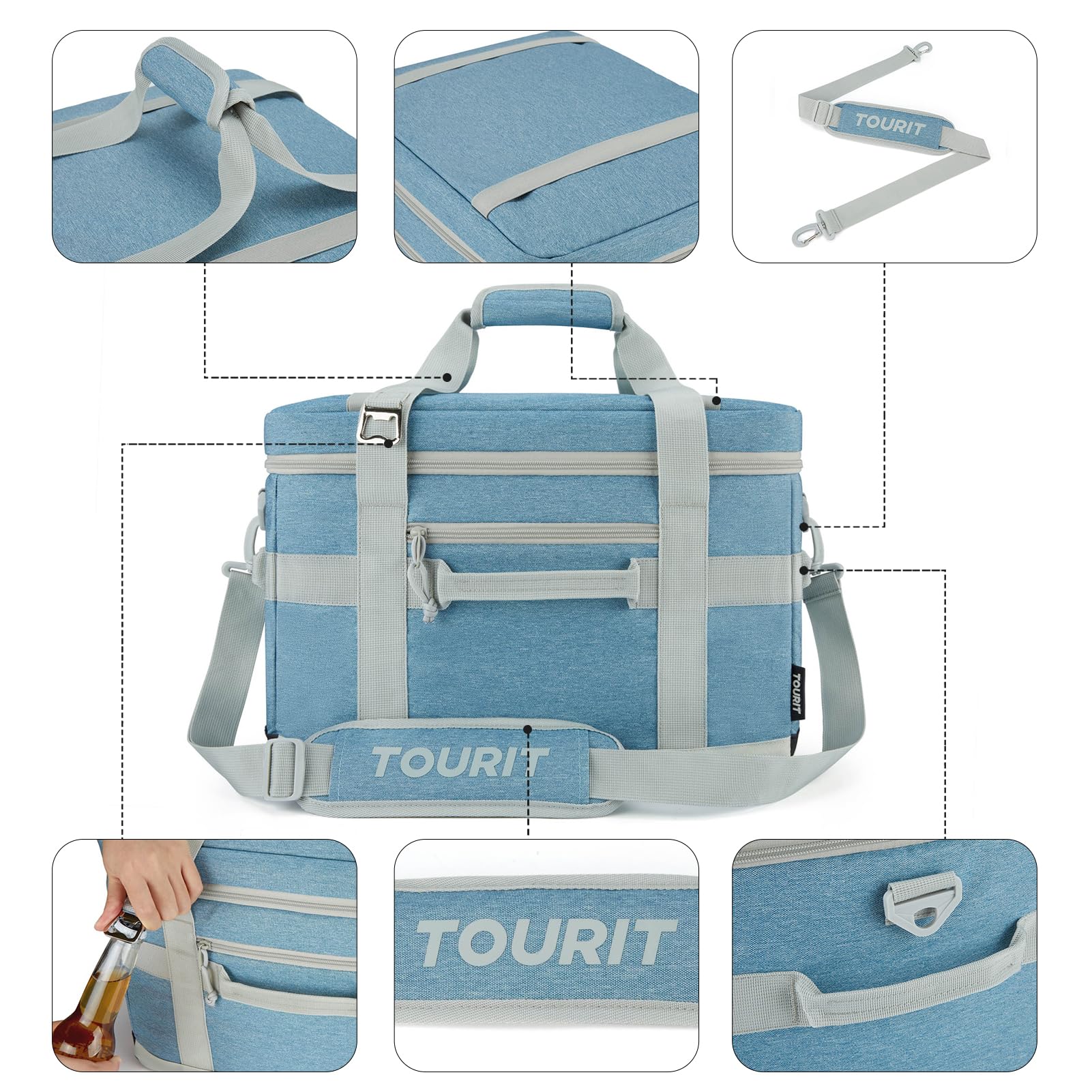 Foto 6 pulgar | Bolsa Térmica Tourit, Aislante, Plegable, 32 L, 48 Latas, Azul Claro - Venta Internacional.