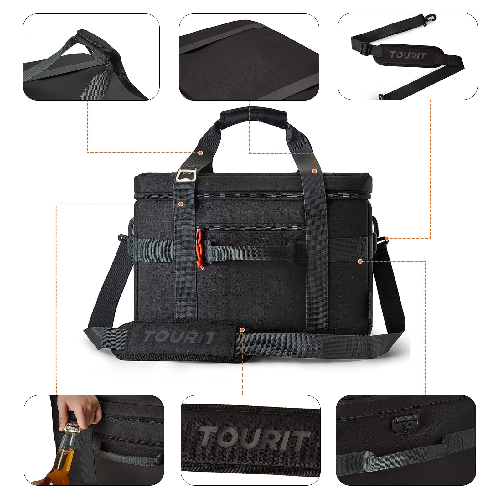 Foto 5 pulgar | Bolsa Térmica Tourit De 40 Litros, Aislante, 60 Latas, Para Pícnic, Playa, Color Negro - Venta Internacional.