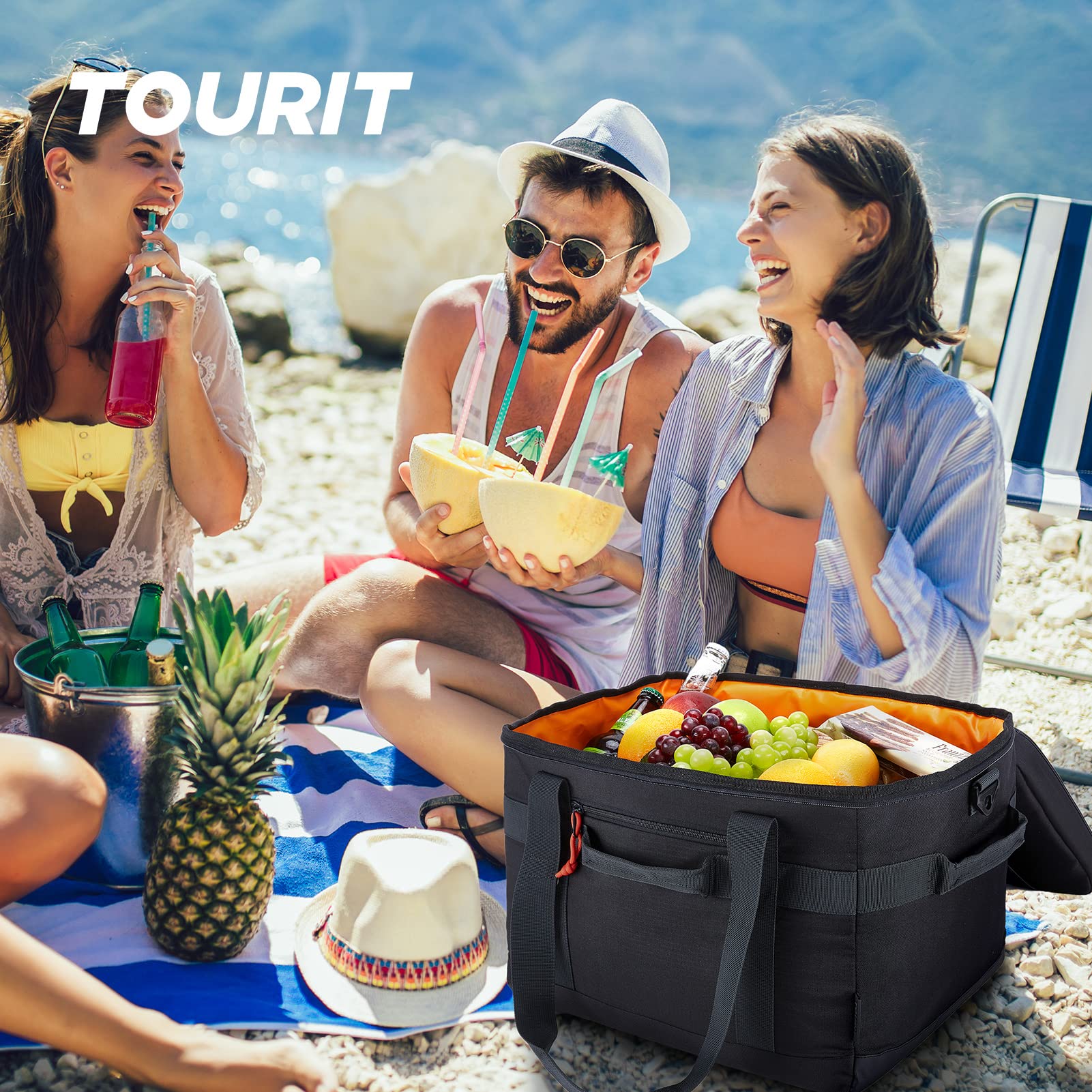 Foto 8 pulgar | Bolsa Térmica Tourit De 40 Litros, Aislante, 60 Latas, Para Pícnic, Playa, Color Negro - Venta Internacional.