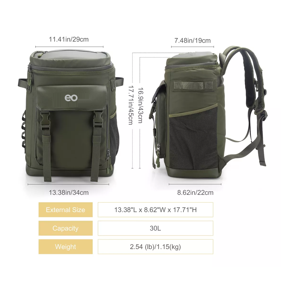 Foto 3 pulgar | Mochila Hielera Portátil Térmica Eo Safe Imports ESI-16887-1 Verde 30L