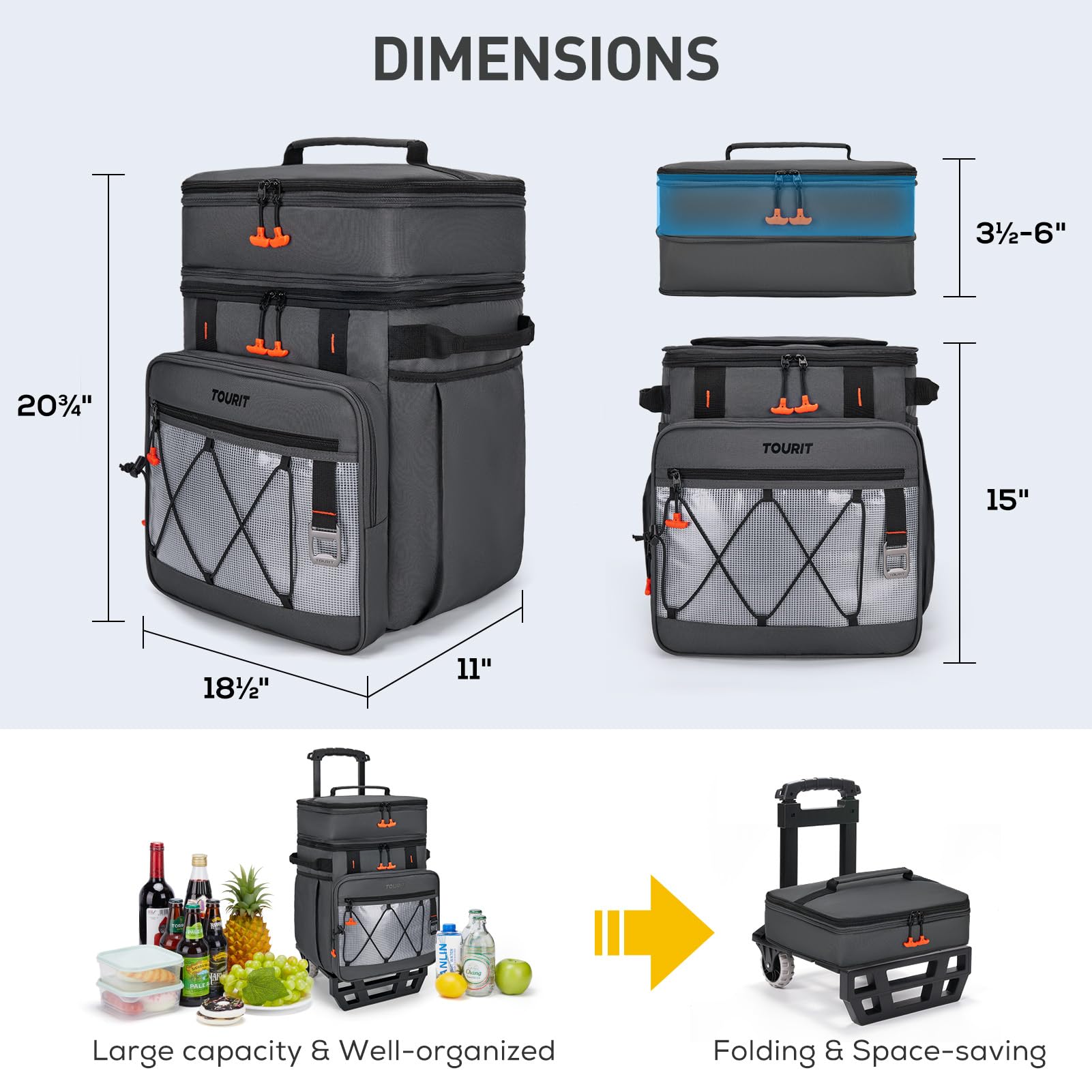 Foto 4 pulgar | Cooler Tourit De 75 Latas, Desmontable, De Dos Pisos Con Ruedas - Venta Internacional.