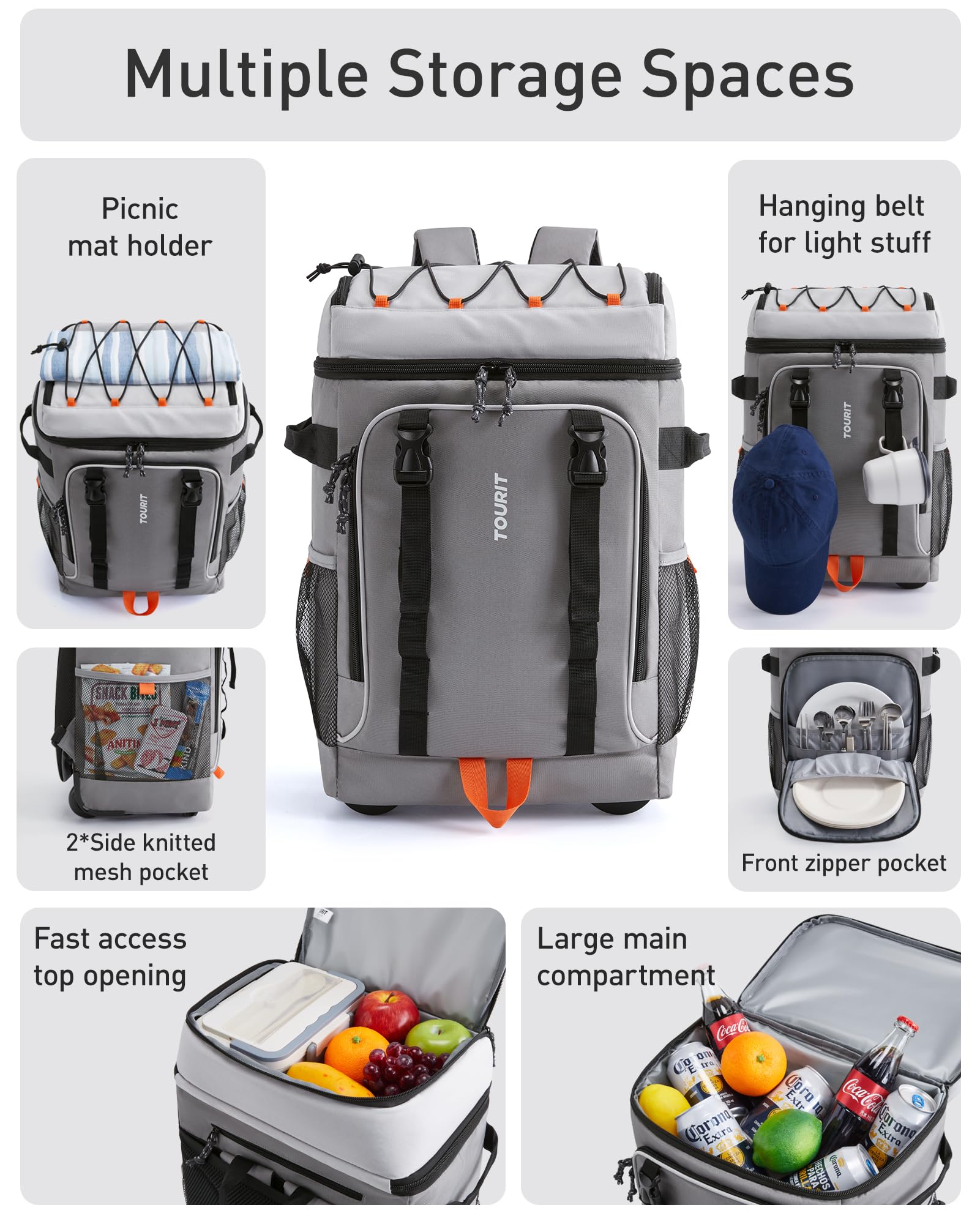 Foto 7 pulgar | Mochila Térmica Tourit De 30 Litros, 50 Latas, Con Ruedas, Para Mujer - Venta Internacional.