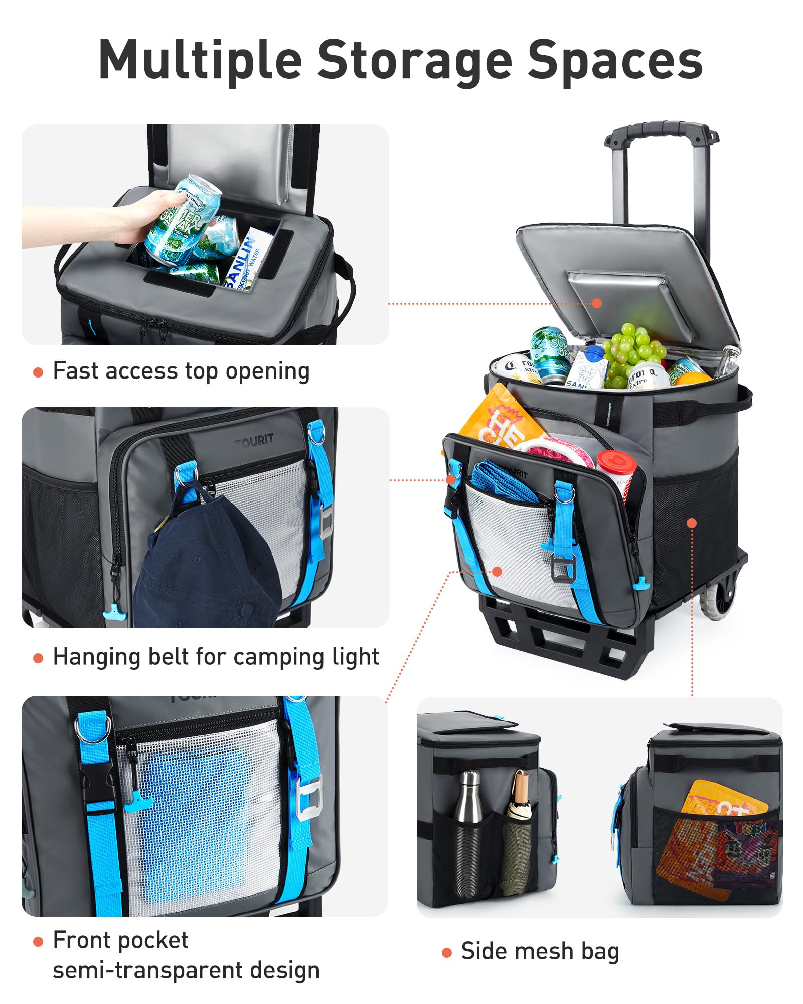 Foto 7 pulgar | Enfriador Tourit Tr2103099 De 30 Litros, 50 Latas Con Ruedas, 16 Horas De Retención De Hielo - Venta Internacional.