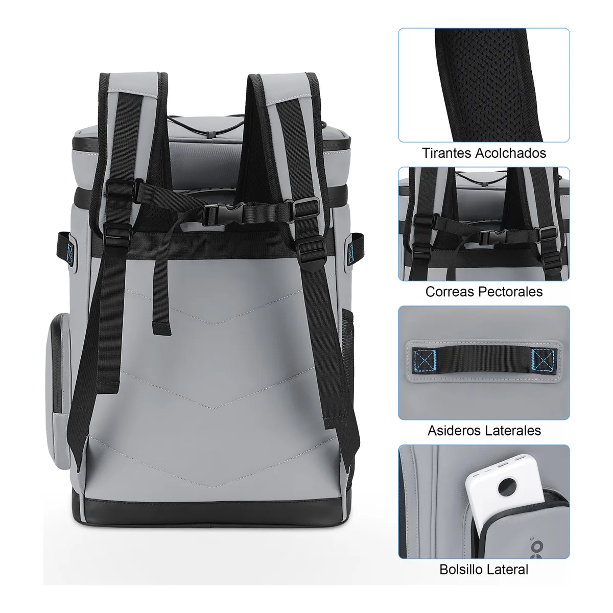 Foto 3 pulgar | Hielera Mochila Portátil Impermeable Eo Safe Imports Esi-18746 Gris