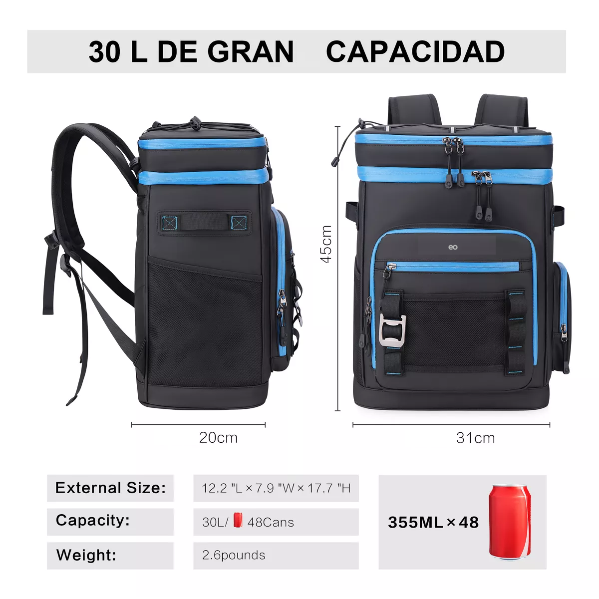 Foto 3 pulgar | Hielera Mochila Portátil De 30l Eo Safe Imports Esi-18748 Color Multicolor