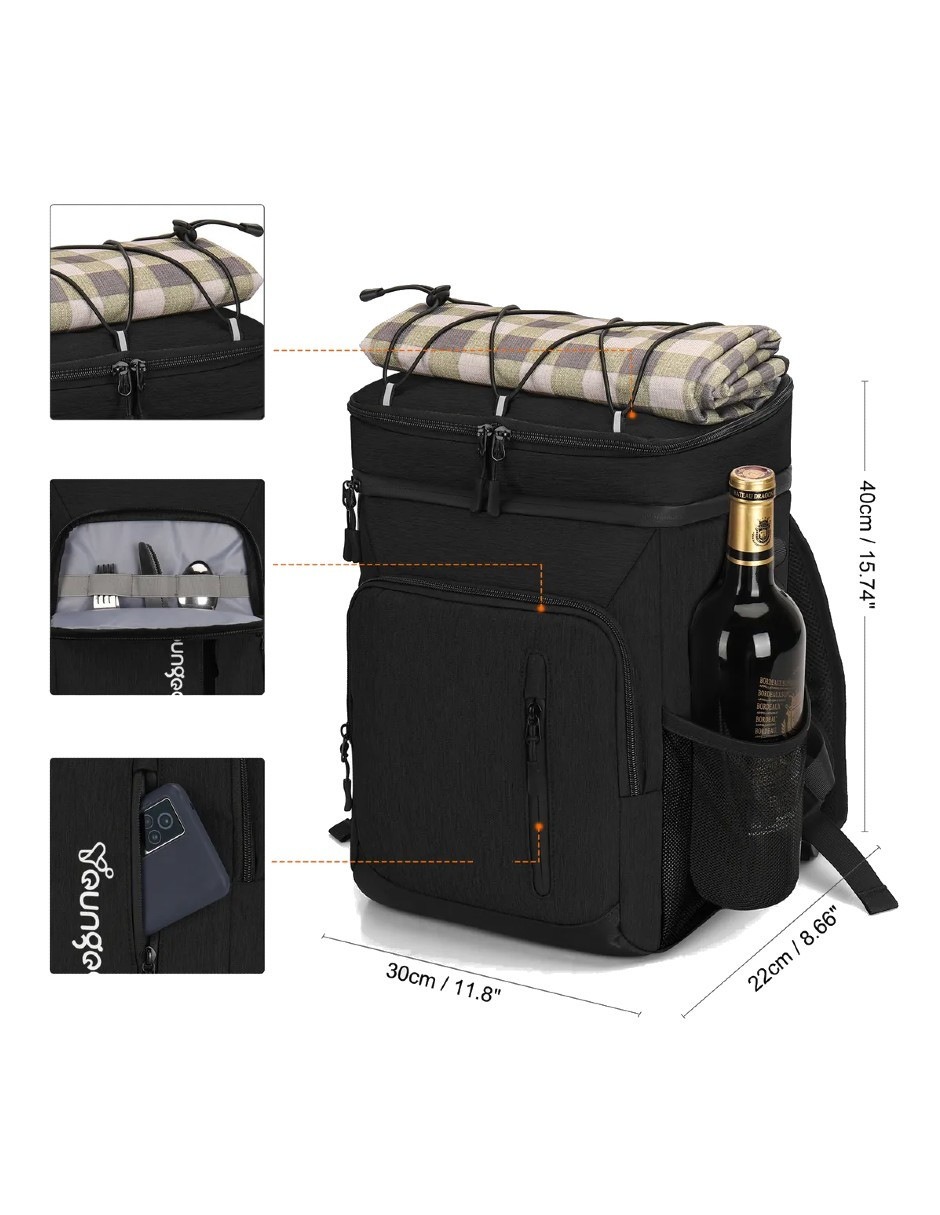 Foto 3 | Hielera Portatil Con Bolsa Termica Impermeable Negro + Gratis Termo Güish De Regalo