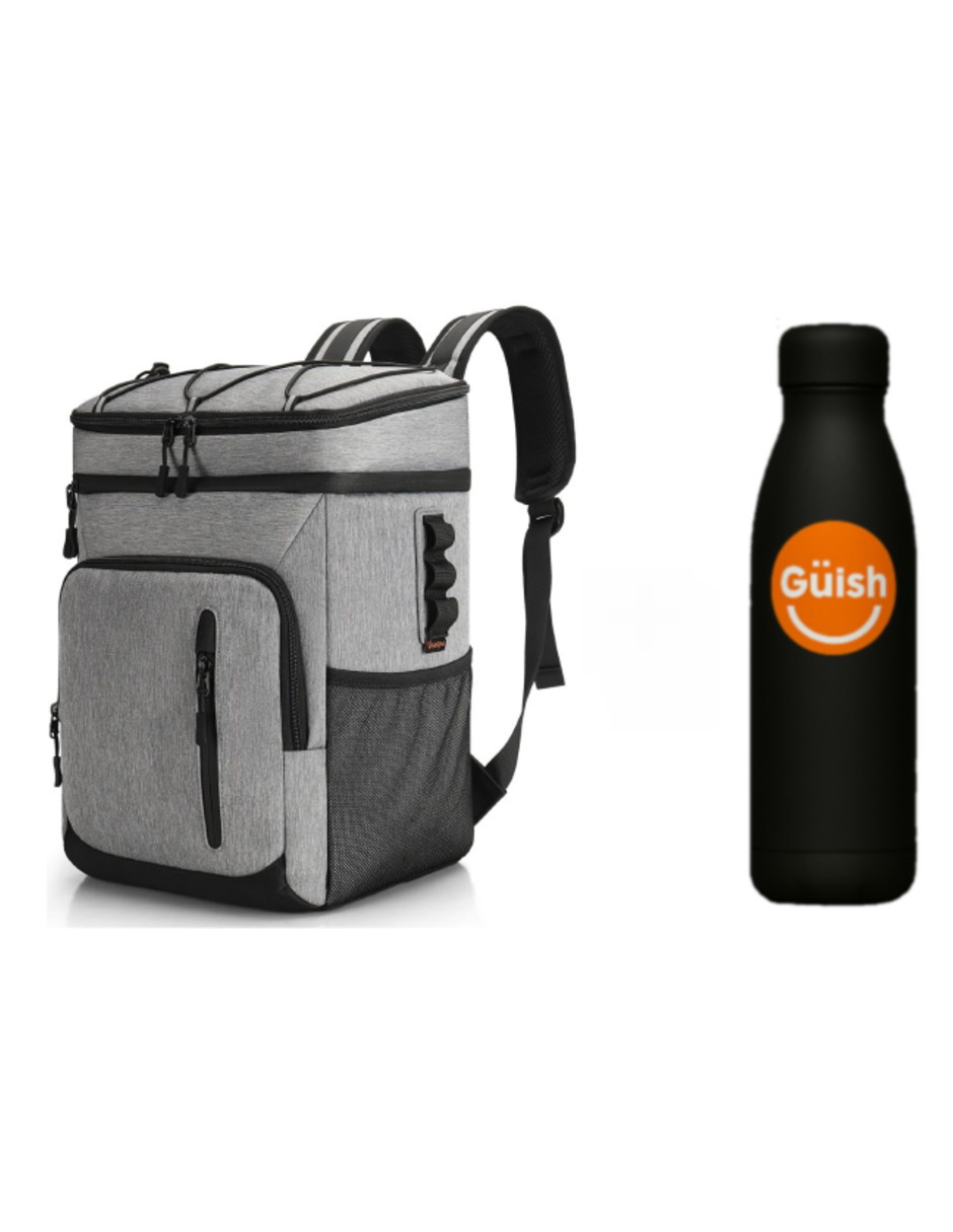 Foto 2 pulgar | Hielera Portatil Con Bolsa Termica Impermeable Gris + Gratis Termo Güish De Regalo