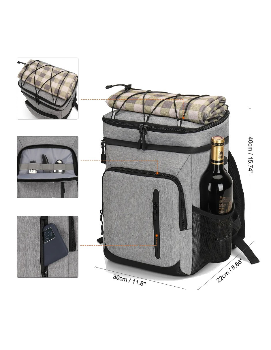 Foto 4 pulgar | Hielera Portatil Con Bolsa Termica Impermeable Gris + Gratis Termo Güish De Regalo