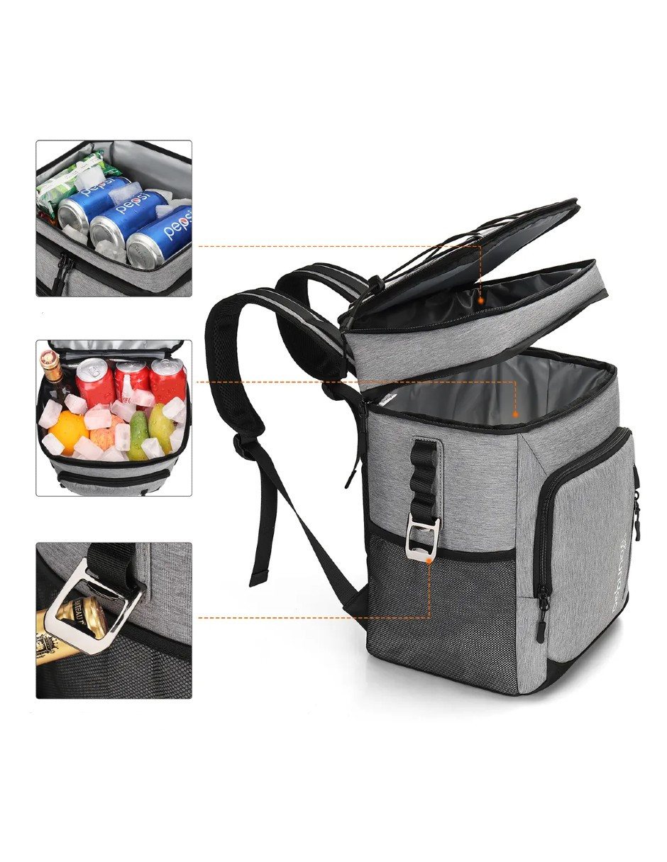 Foto 5 pulgar | Hielera Portatil Con Bolsa Termica Impermeable Gris + Gratis Termo Güish De Regalo