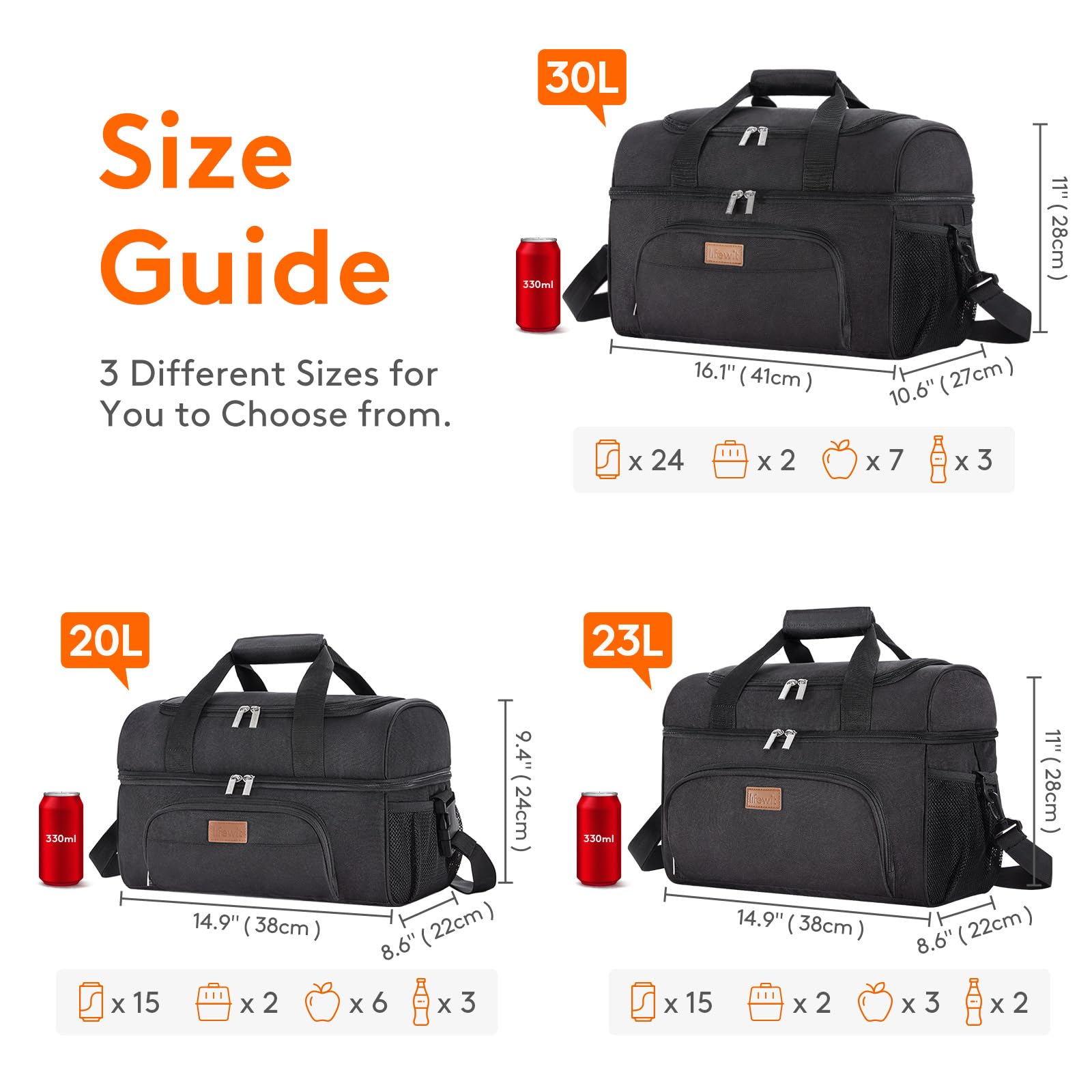 Foto 3 pulgar | Bolsa Térmica Lifewit, Tamaño Grande, 23 L, 32 Latas, Aislante, Para Pícnic - Venta Internacional.