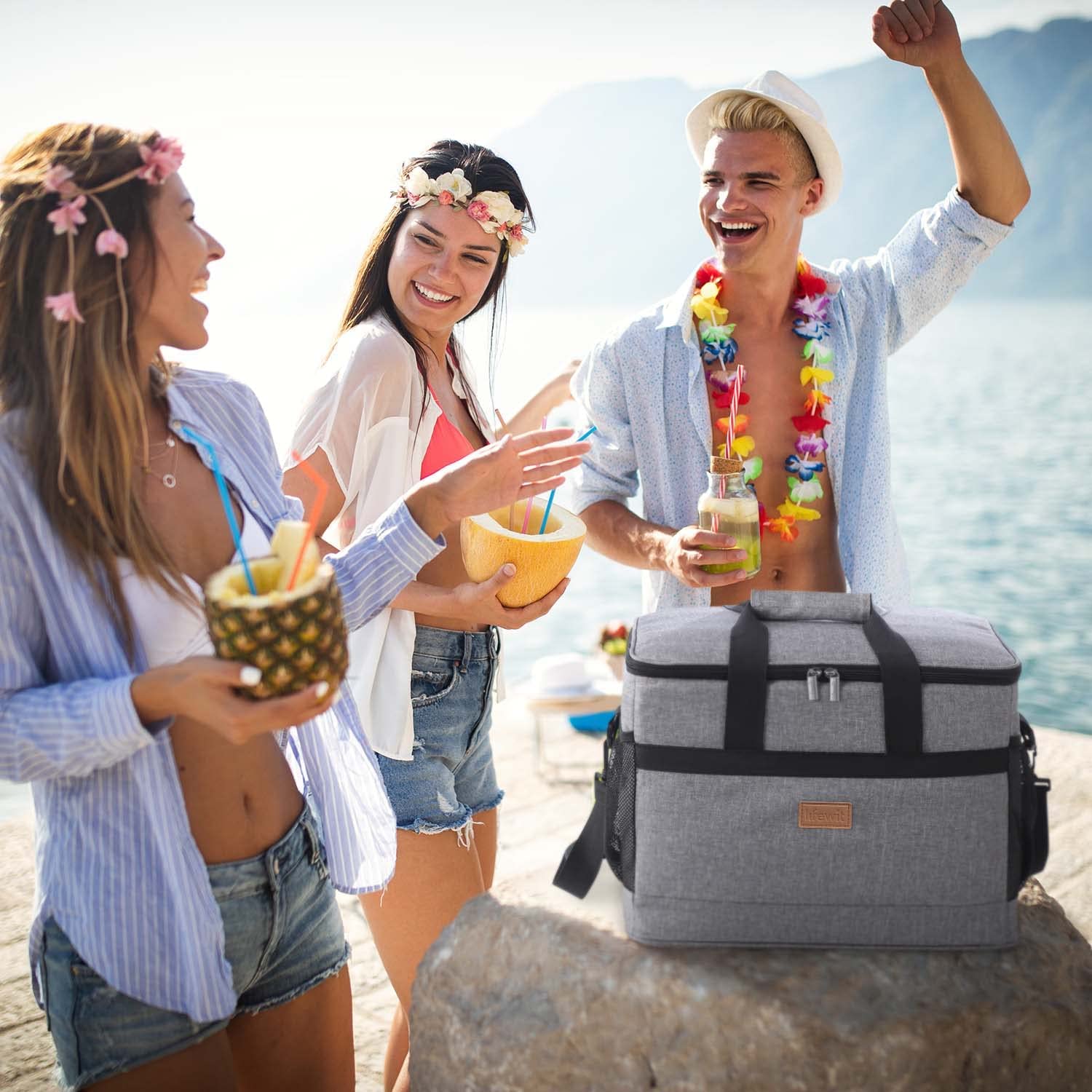 Foto 7 pulgar | Bolsa Frigorífica Lifewit 30 L/50 Latas, Plegable, Aislante, Gris - Venta Internacional.