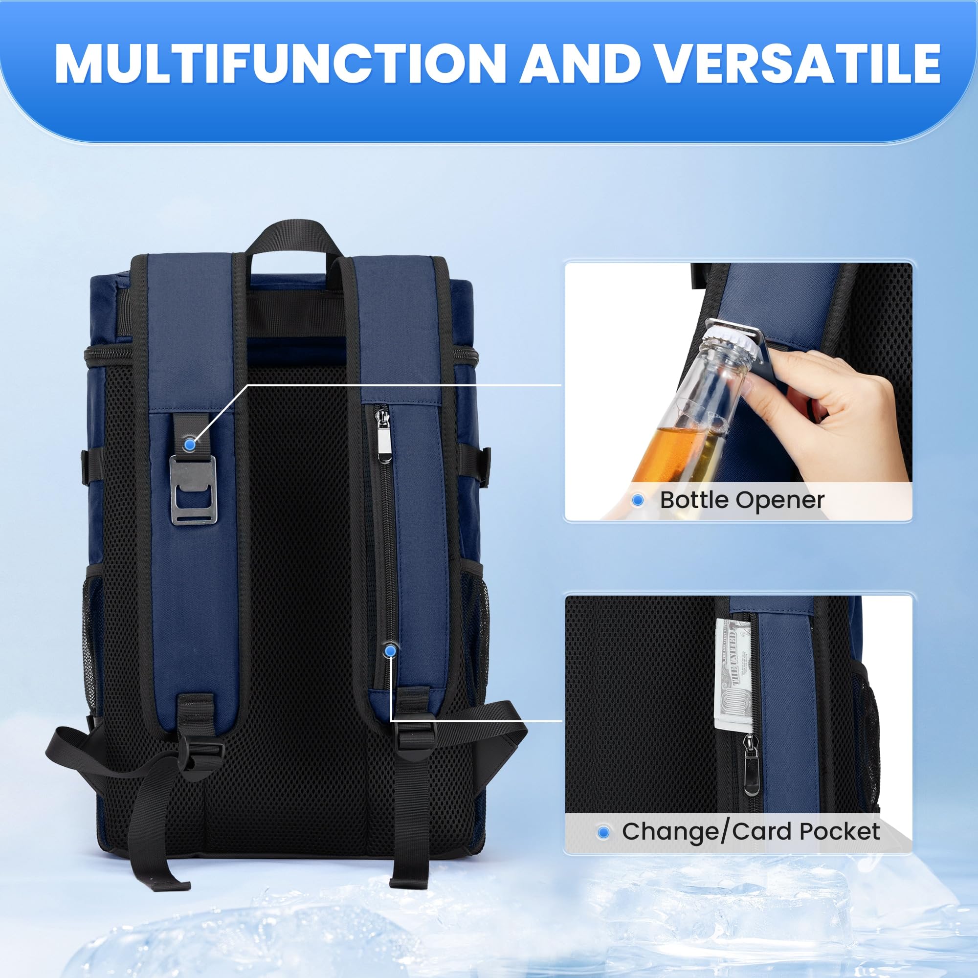 Foto 7 pulgar | Mochila Térmica Miycoo 28 L Con Aislamiento Para 40 Latas, Impermeable, Azul - Venta Internacional.