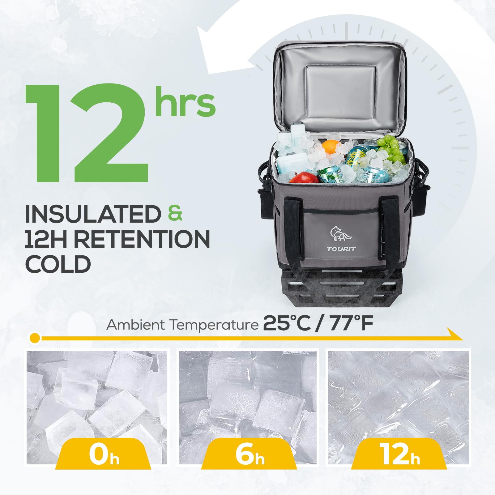 Foto 4 | Hielera Portátil Tourit De 29 Litros Con Capacidad Para 50 Latas Y Ruedas - Venta Internacional.
