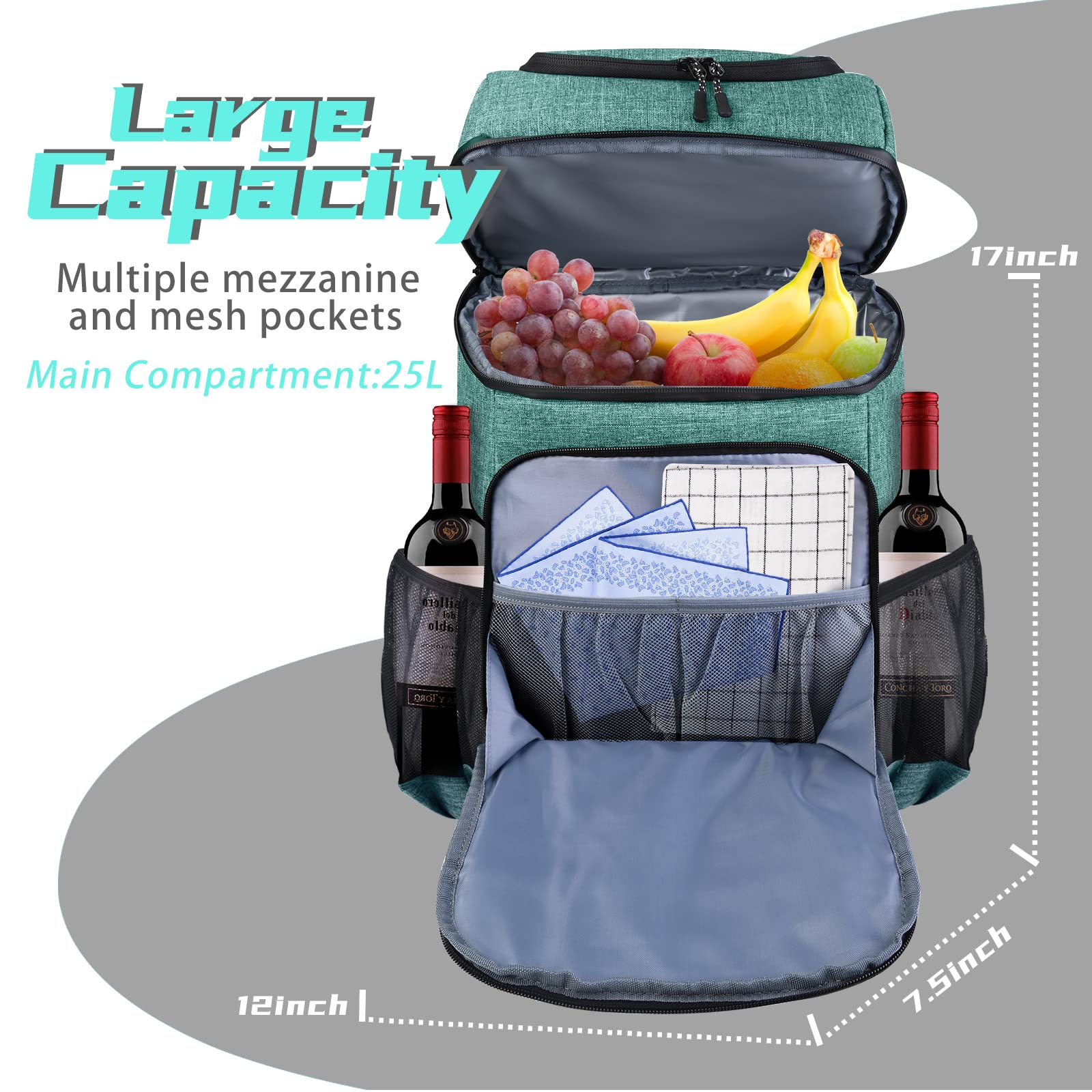 Foto 2 | Mochila Térmica Baglher Para 30 Latas, Aislante, A Prueba De Fugas, Color Verde - Venta Internacional.