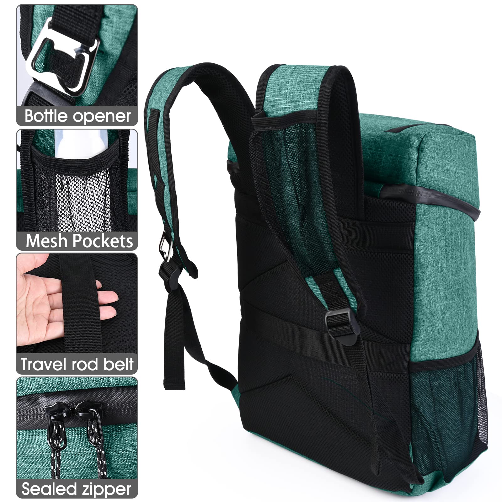 Foto 6 | Mochila Térmica Baglher Para 30 Latas, Aislante, A Prueba De Fugas, Color Verde - Venta Internacional.