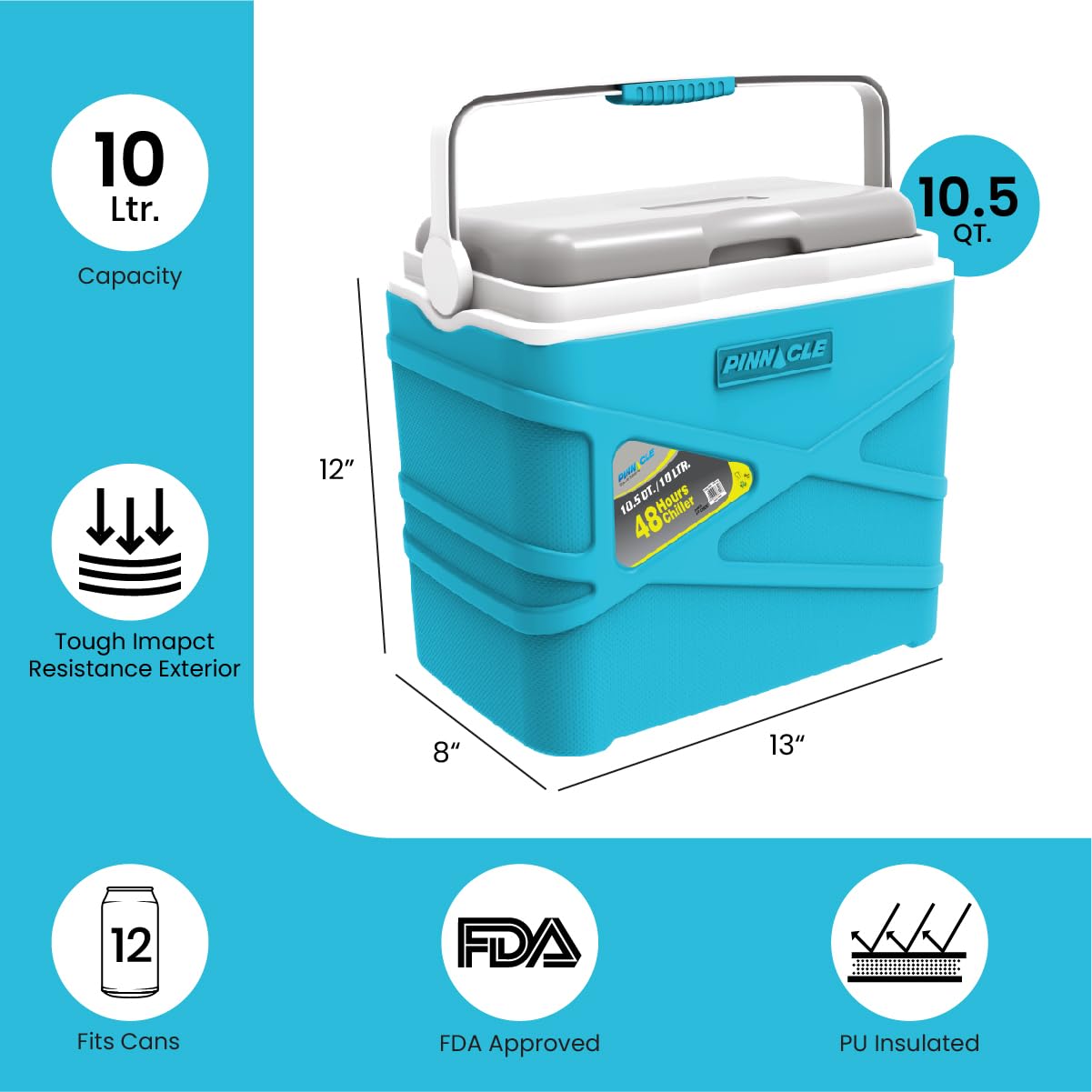 Foto 4 pulgar | Fiambrera Pinnacle, Aislante, 10 Litros, Para Acampar O Hacer Pícnic, Color Azul - Venta Internacional.