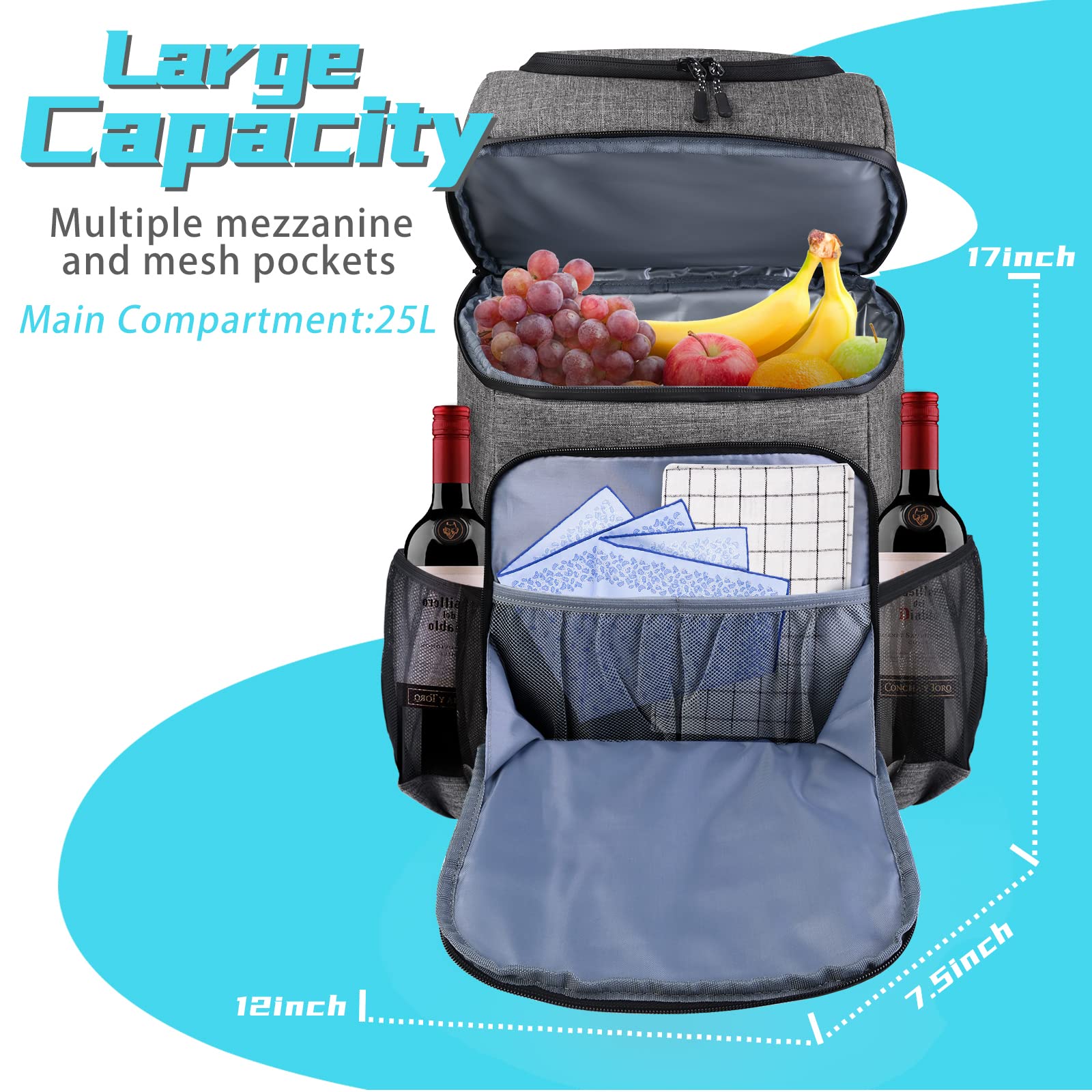 Foto 3 pulgar | Mochila Térmica Baglher Para 30 Latas, Aislante, A Prueba De Fugas, Color Gris - Venta Internacional.