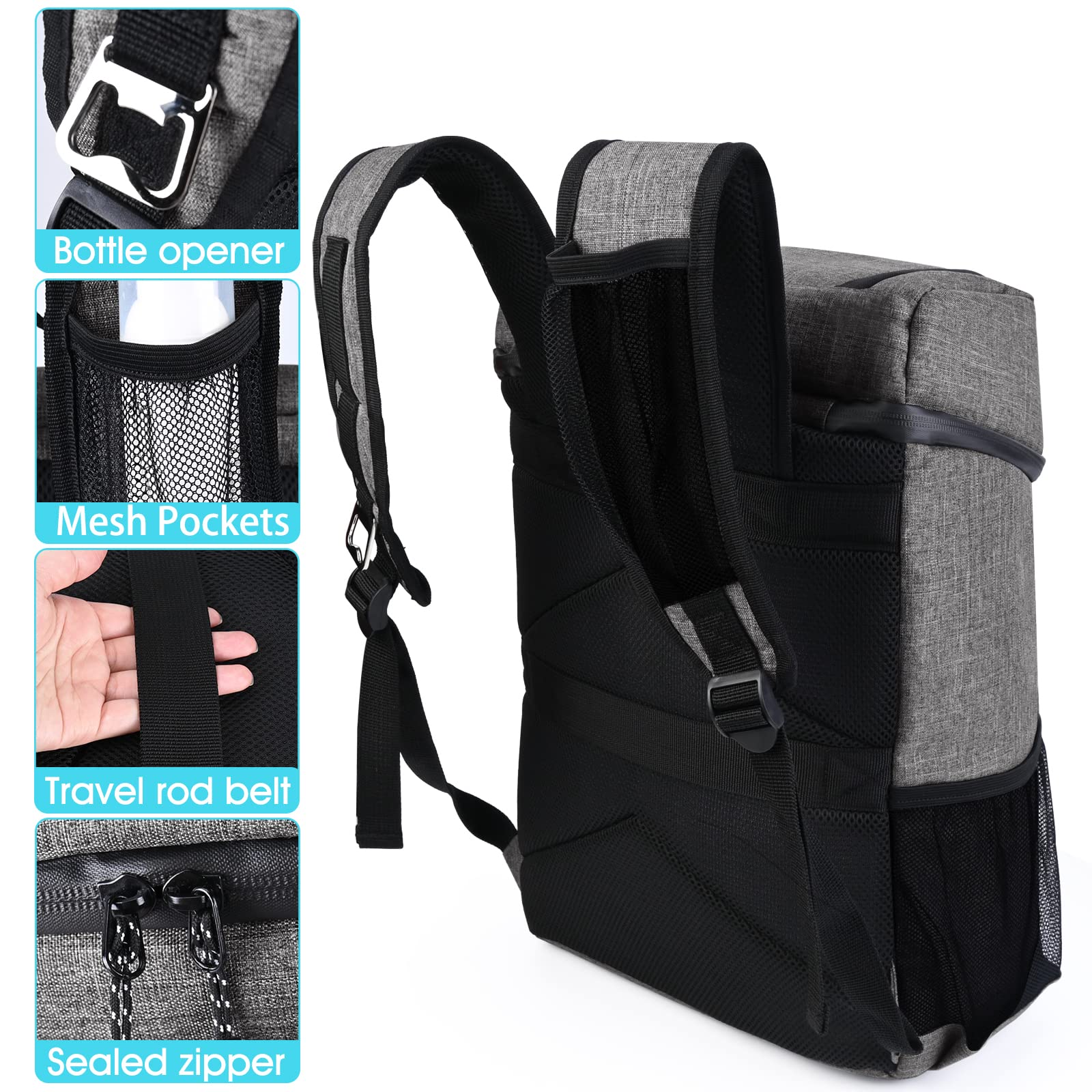 Foto 7 pulgar | Mochila Térmica Baglher Para 30 Latas, Aislante, A Prueba De Fugas, Color Gris - Venta Internacional.