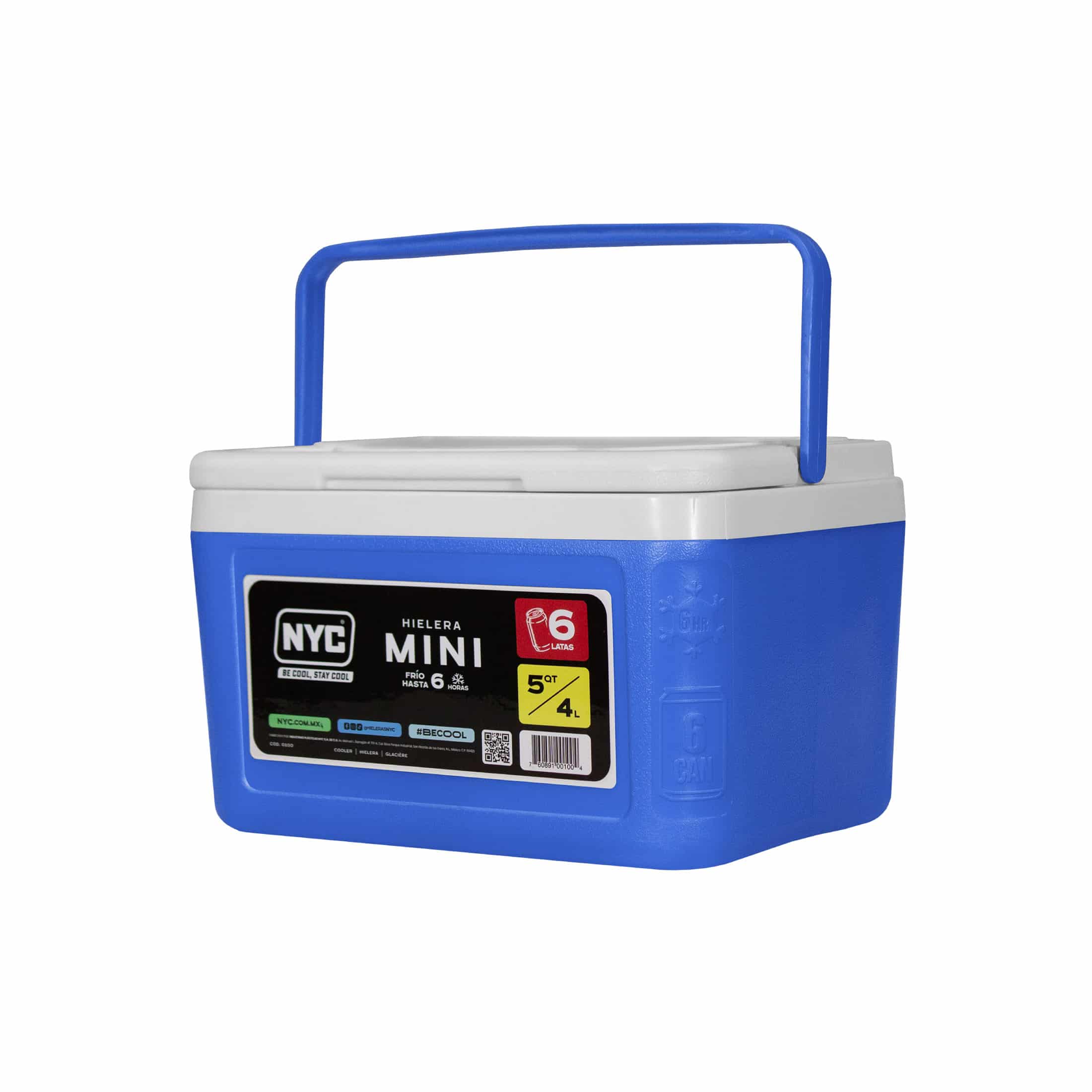Mini Hielera Térmico Portátil 5 Qt Azul 6 Latas 0100 Nyc