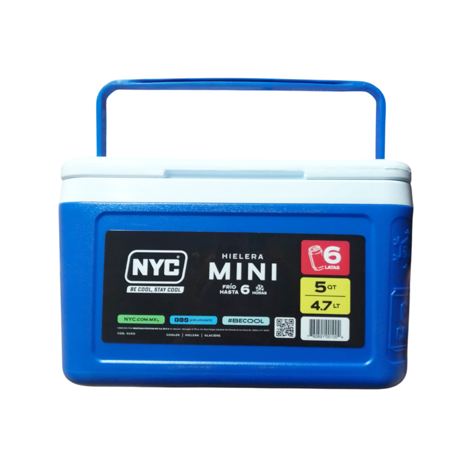 Foto 5 pulgar | Mini Hielera Térmico Portátil 5 Qt Azul 6 Latas 0100 Nyc