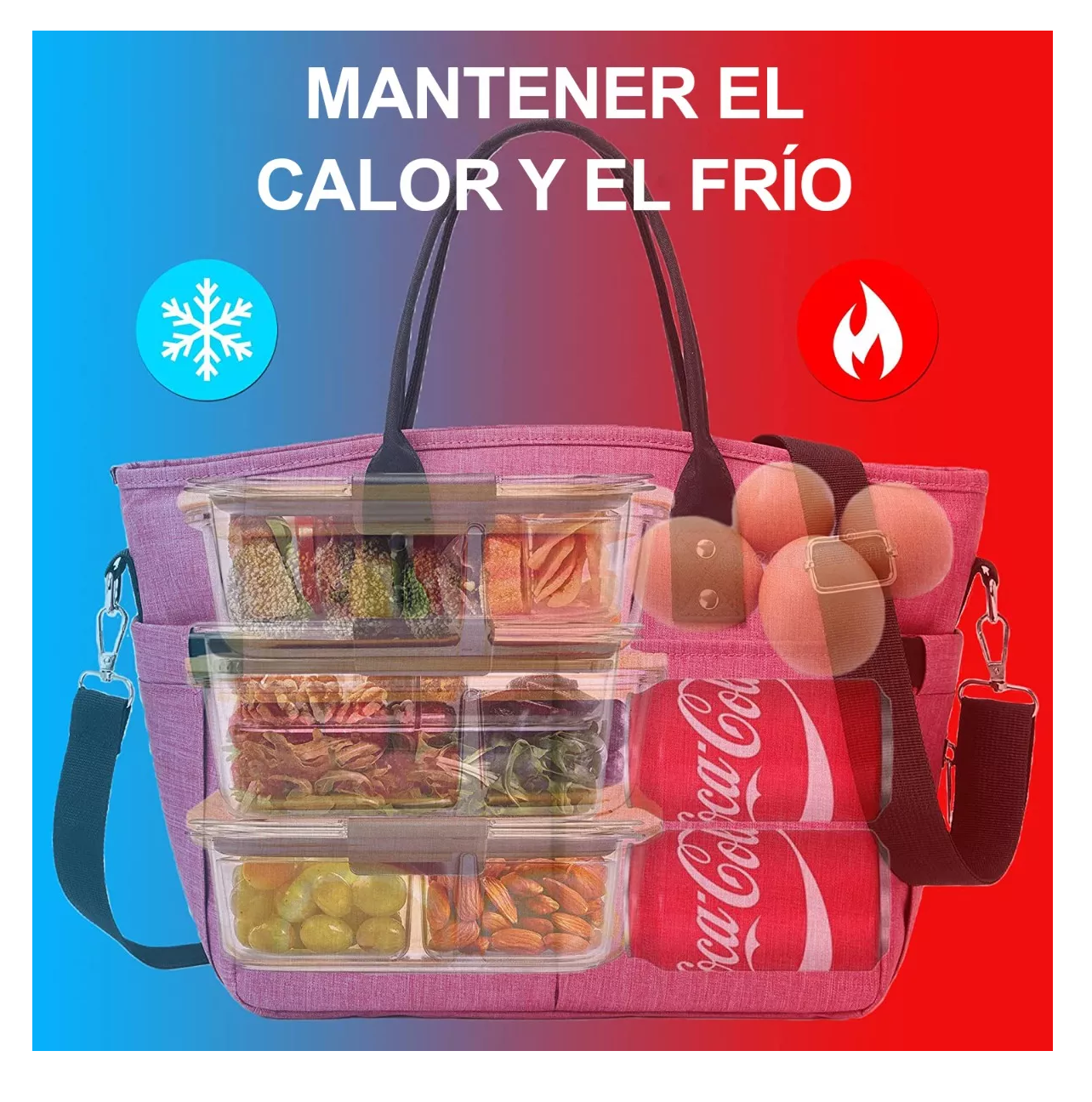 Foto 4 | Bolsa de Almuerzo para Mujer Impermeable Rosa