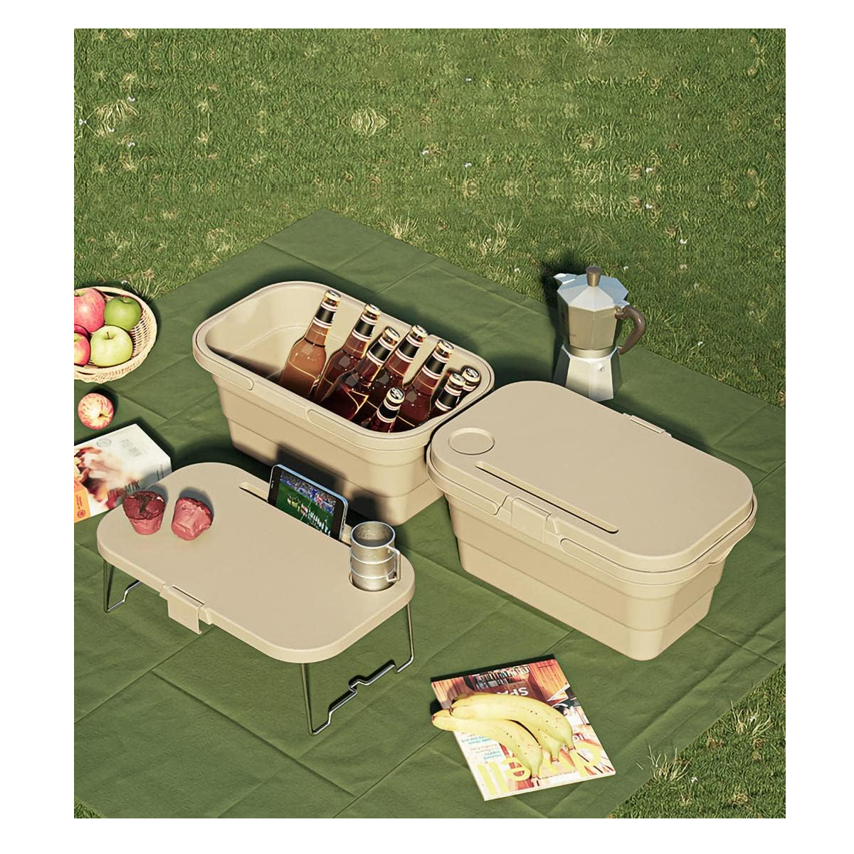 Foto 4 pulgar | Cesta De Picnic Multifuncional Plegable Eo Safe Imports Esi-15093 Beige