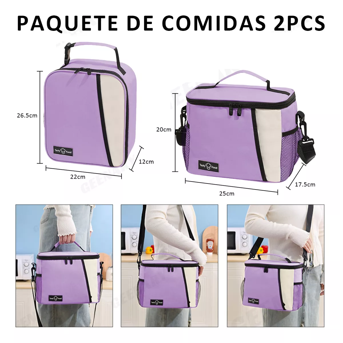 Foto 3 pulgar | Lonchera Térmica Eo Safe Imports Morada 2 Piezas