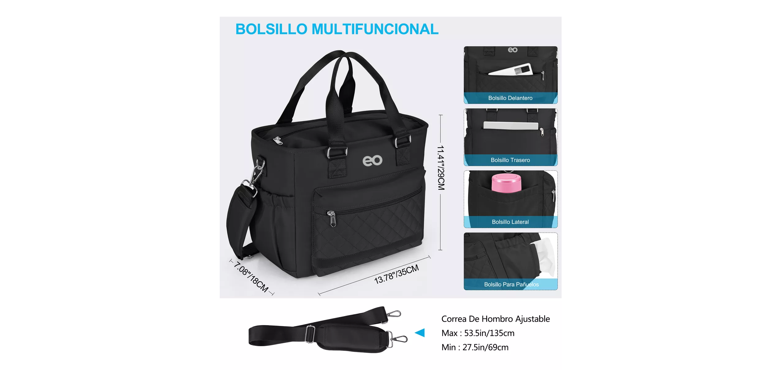 Foto 3 pulgar | Language Lonchera Bolsa Termica Gran Capacidad Portátil Fiambrera Eo Safe Imports Esi-18216-1 Negro