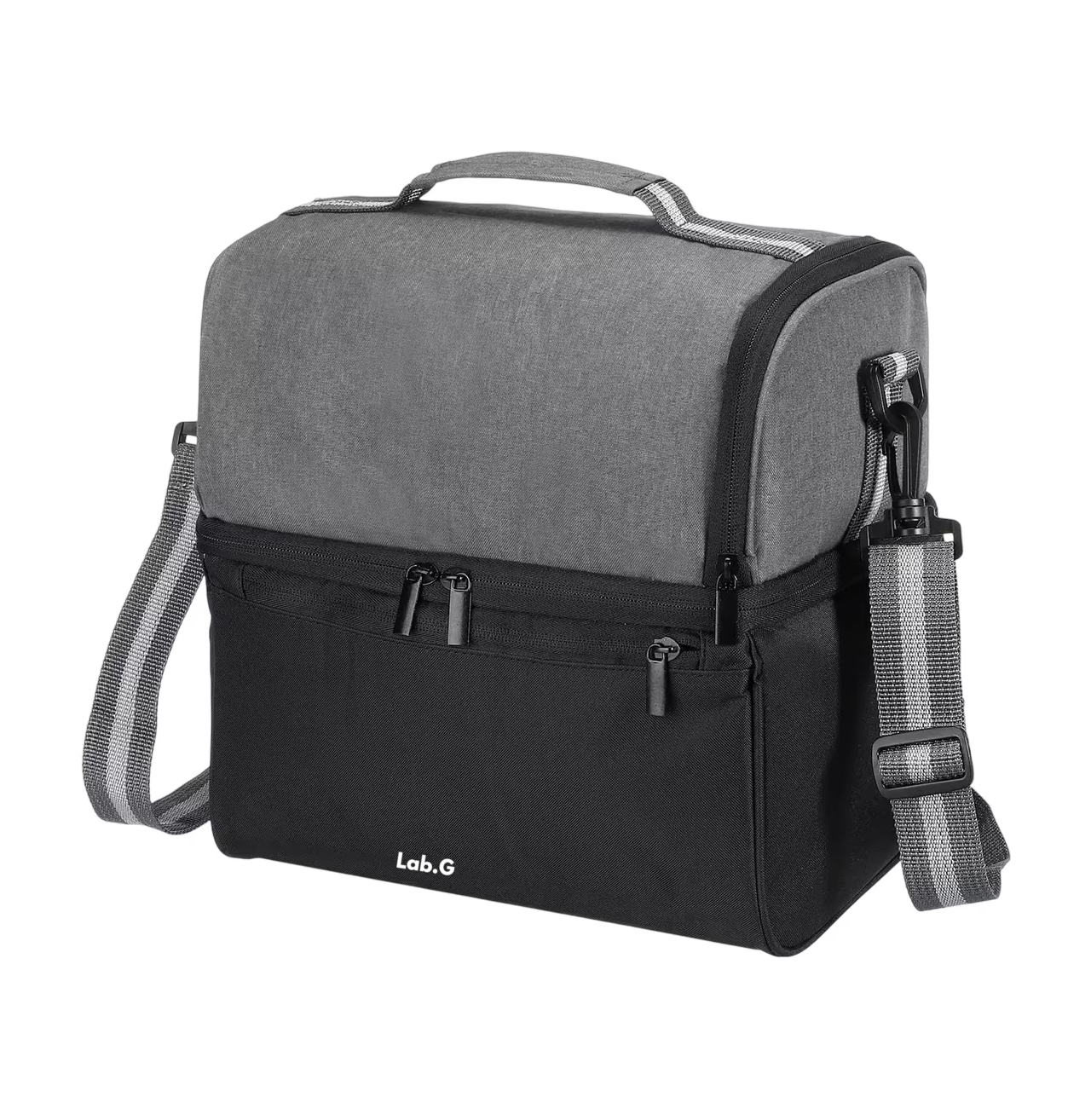 Lonchera Térmica Lab.g Para Hombre Y Mujer, 12l Negro Con Gris