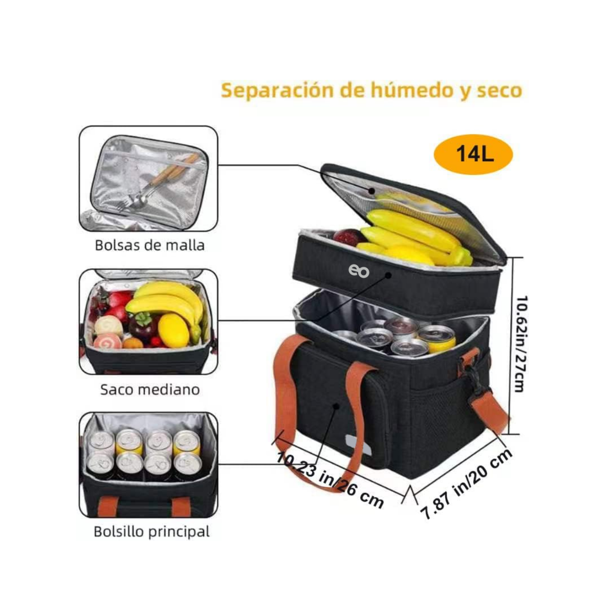 Foto 3 pulgar | Bolsa Lonchera Portátil De Gran Capacidad Eo Safe Imports Esi-14655-1 Negro