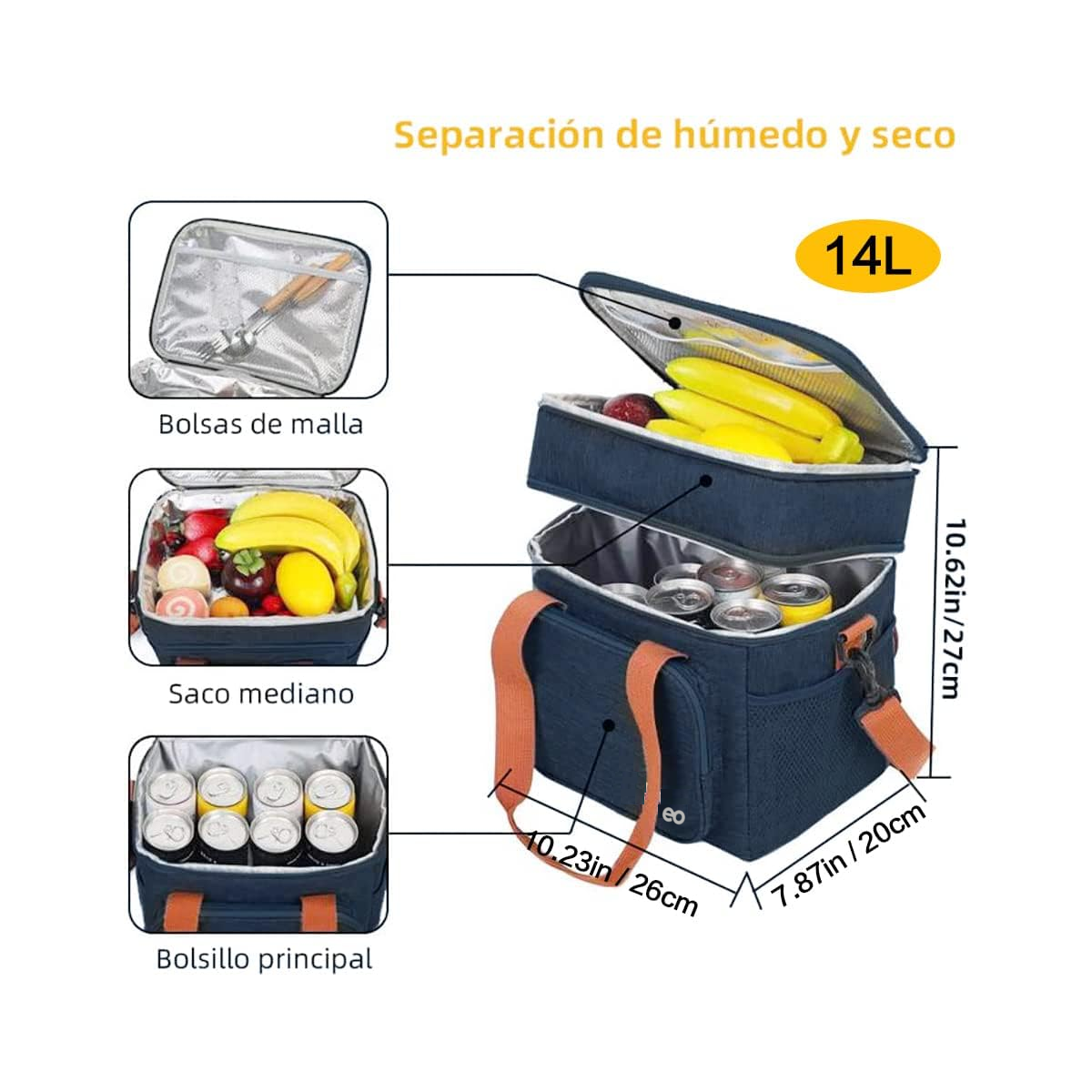 Foto 3 pulgar | Bolsa Lonchera Portátil De Gran Capacidad Eo Safe Imports Esi-14653-1 Azul
