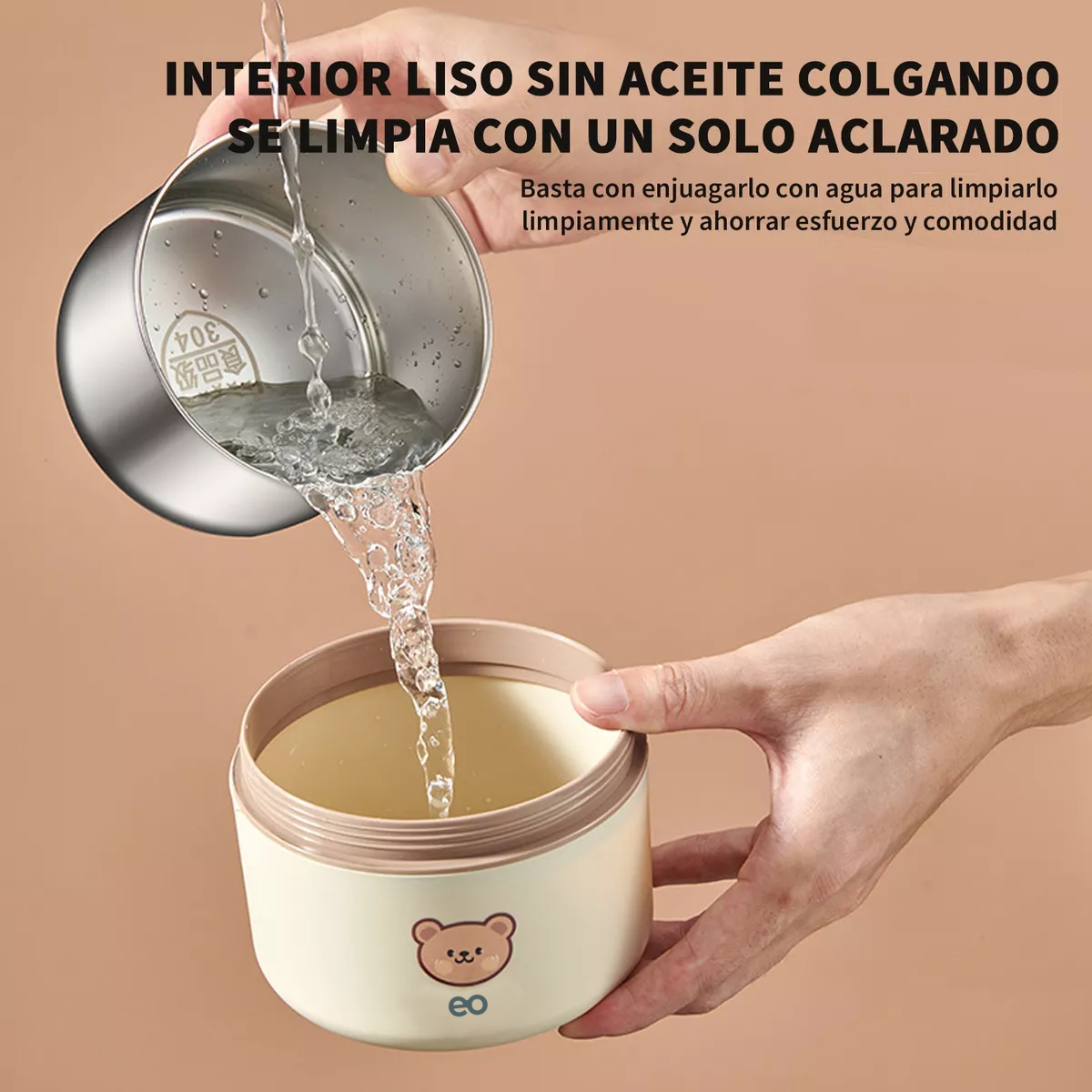 Foto 4 pulgar | Fiambrera Redondo Térmica 3pcs Acero Inoxidable Eo Safe Imports Esi-15894-1 Blanco