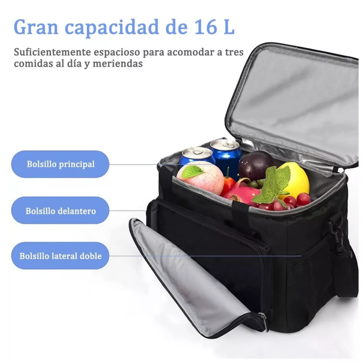 Foto 3 pulgar | Lonchera Térmica Bolsa De Almuerzo Eo Safe Imports Esi-8658-1 Negro
