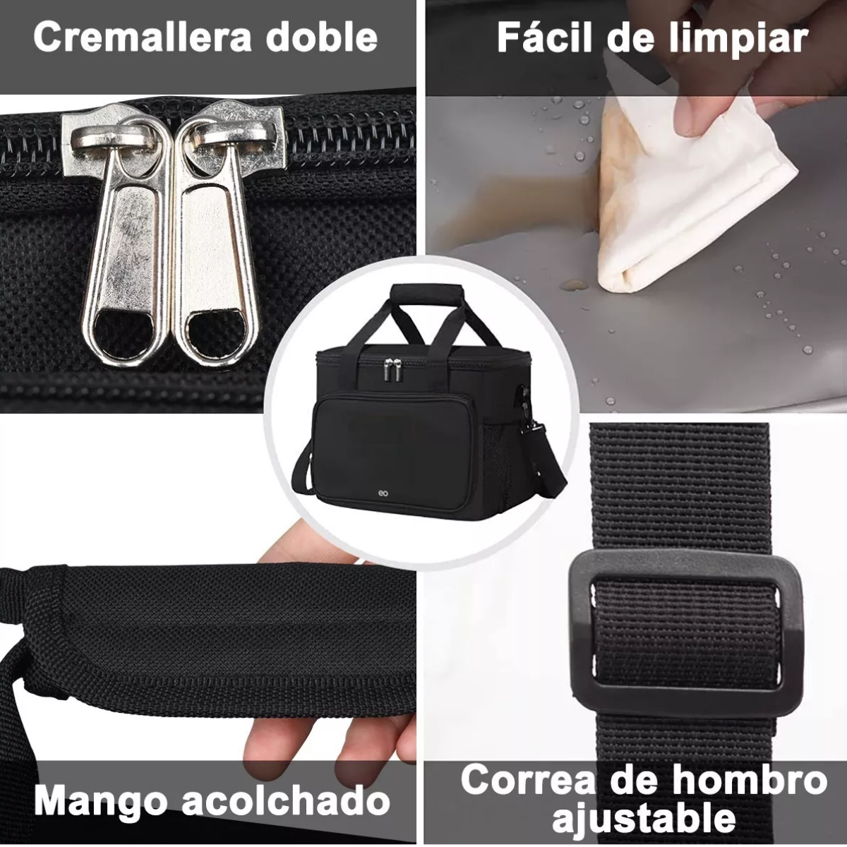 Foto 4 pulgar | Lonchera Térmica Bolsa De Almuerzo Eo Safe Imports Esi-8658-1 Negro