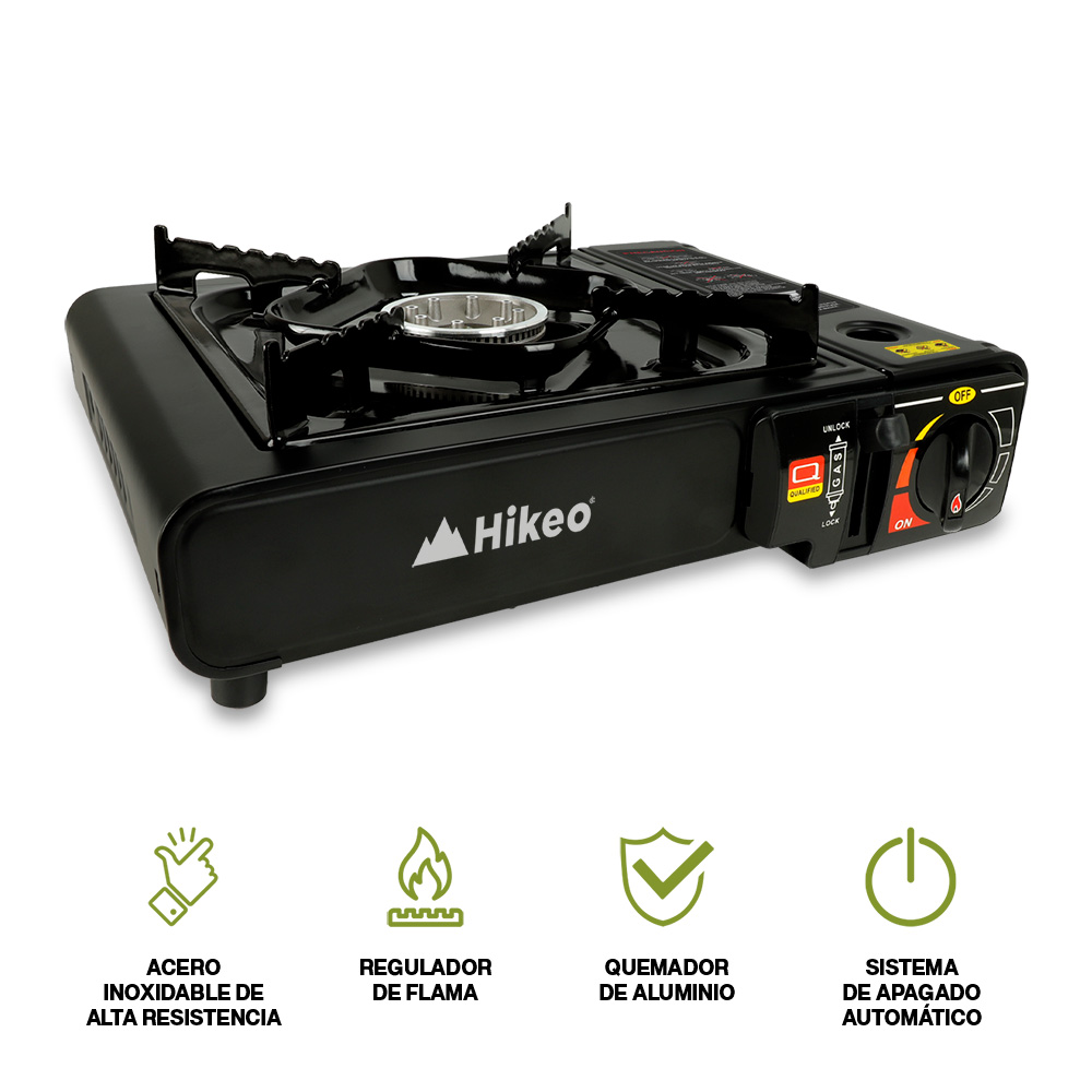 Foto 2 | Parrilla De Gas Butano Portátil Para Camping De Acero Inoxidable, Hikeo, Color Negro