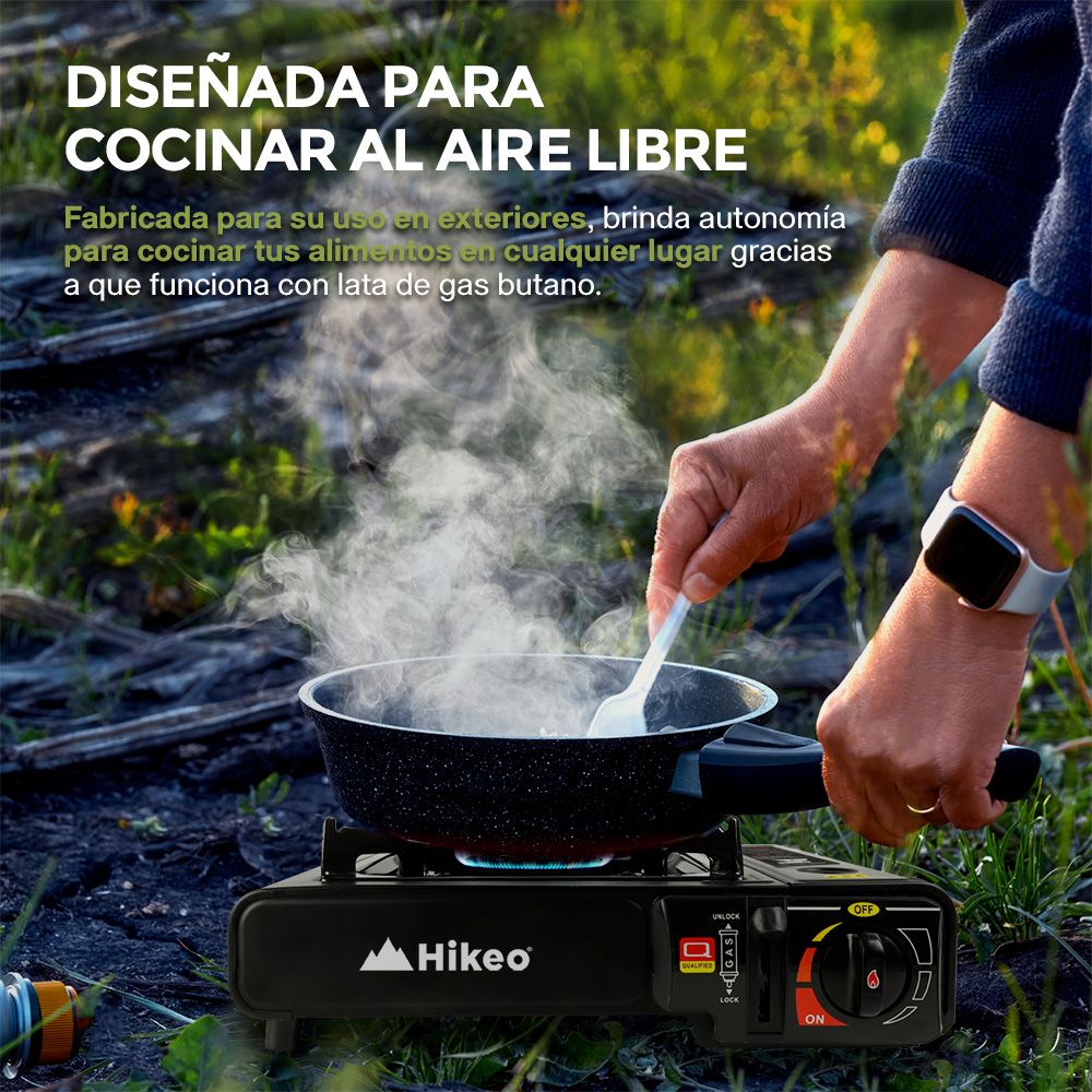 Foto 3 | Parrilla De Gas Butano Portátil Para Camping De Acero Inoxidable, Hikeo, Color Negro