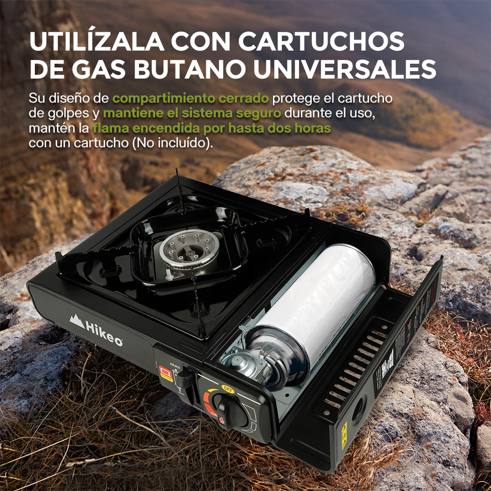 Foto 5 pulgar | Parrilla De Gas Butano Portátil Para Camping De Acero Inoxidable, Hikeo, Color Negro