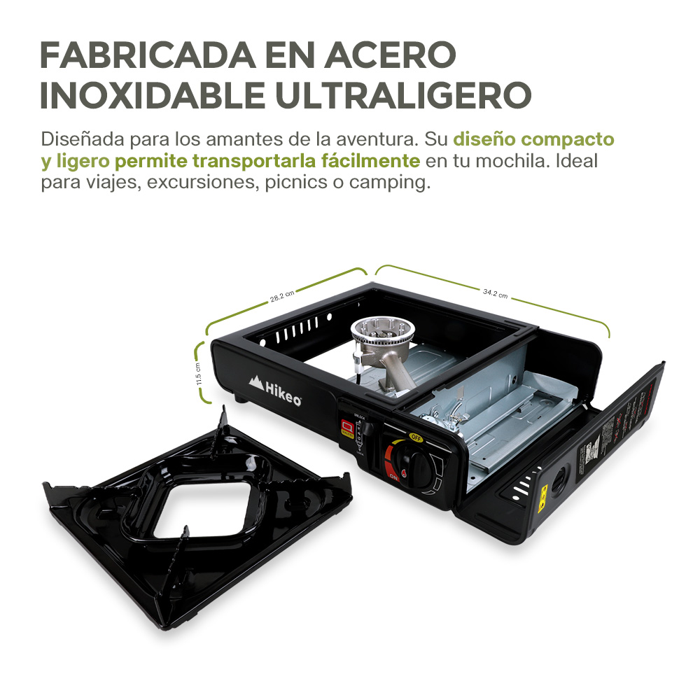 Foto 7 | Parrilla De Gas Butano Portátil Para Camping De Acero Inoxidable, Hikeo, Color Negro