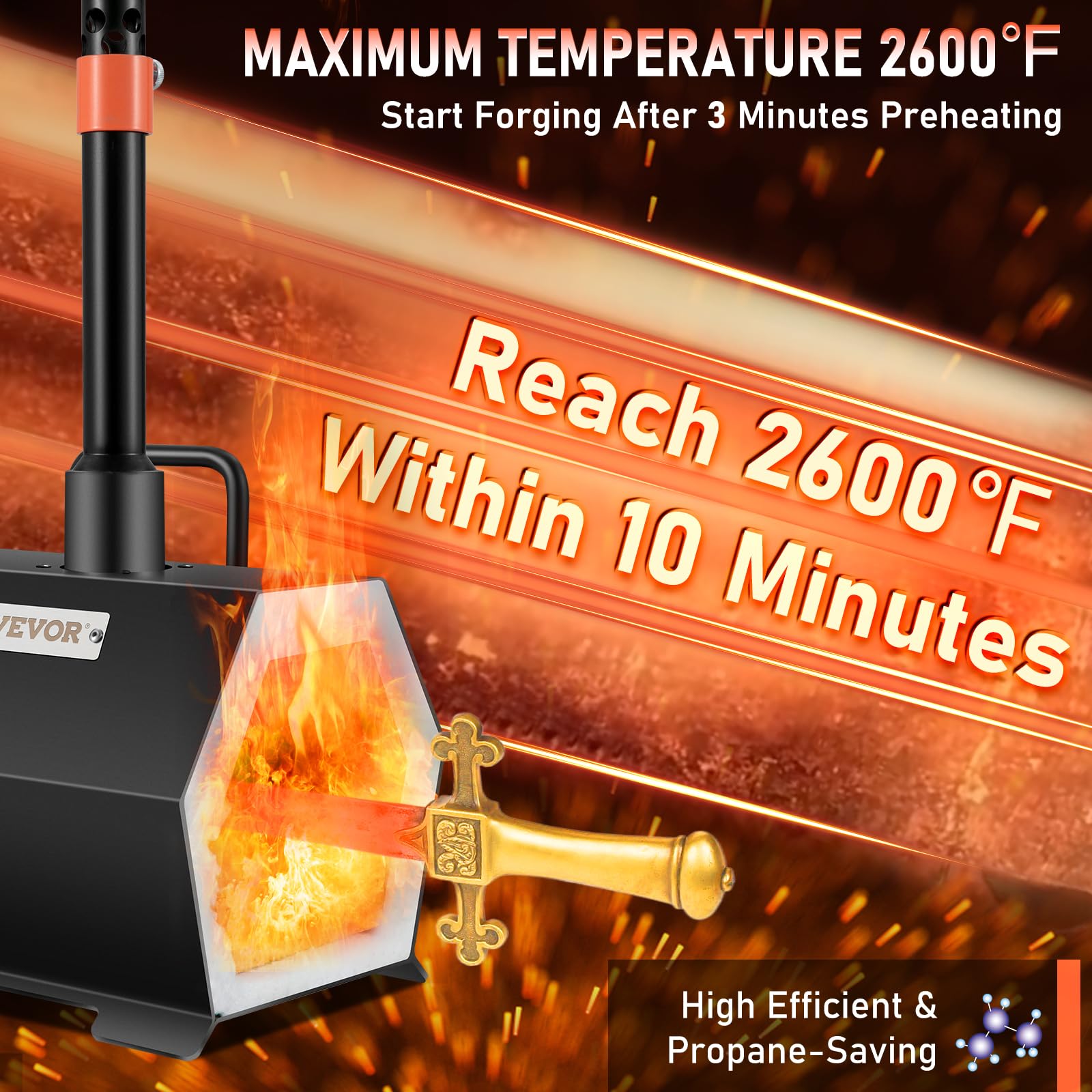 Foto 4 pulgar | Propane Forge Vevor Portátil De Un Solo Quemador, 2600 °f, Metal - Venta Internacional.