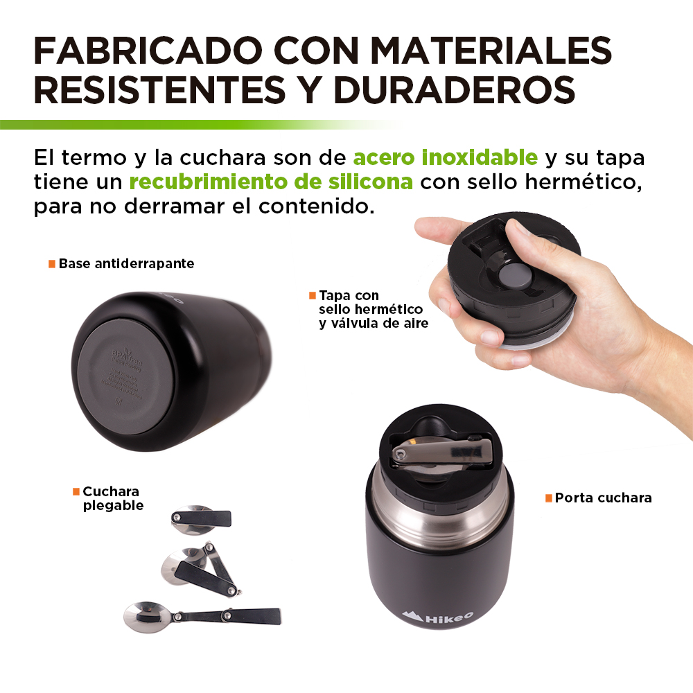 Foto 5 pulgar | Termo para Comida Hikeo de Acero Inoxidable con Cuchara