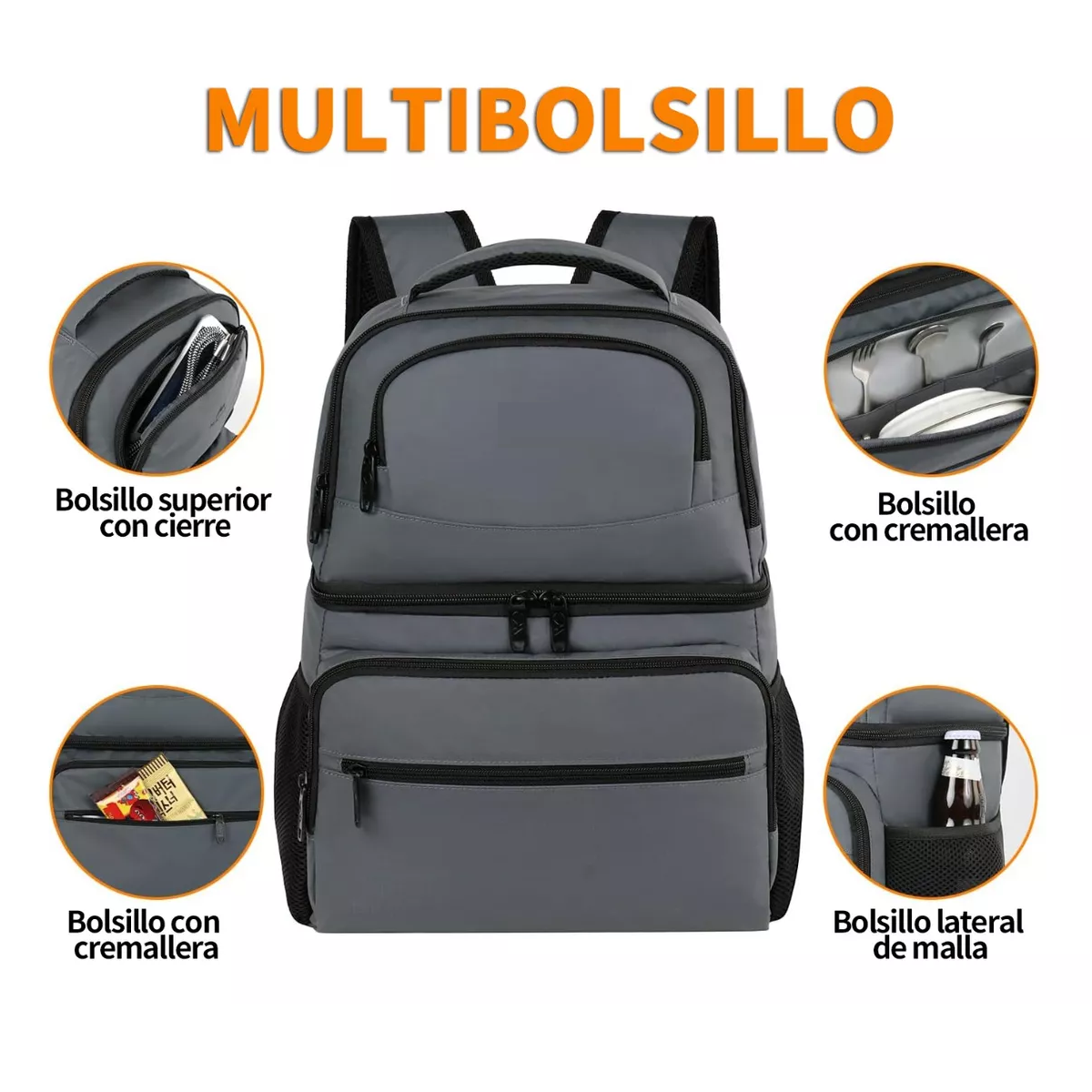 Foto 4 pulgar | Mochila Hielera Eo Safe Imports Esi9727 color Gris