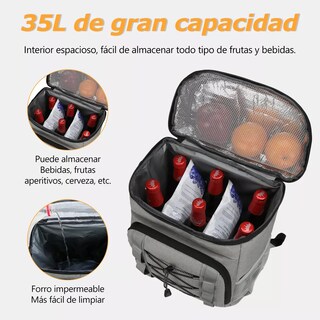 Foto 2 | Mochila Térmica Aislada Bolsa Hielera Portatil Impermeable Eo Safe Imports Esi-16889 Gris