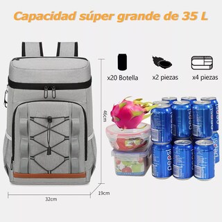 Foto 3 | Mochila Térmica Aislada Bolsa Hielera Portatil Impermeable Eo Safe Imports Esi-16889 Gris