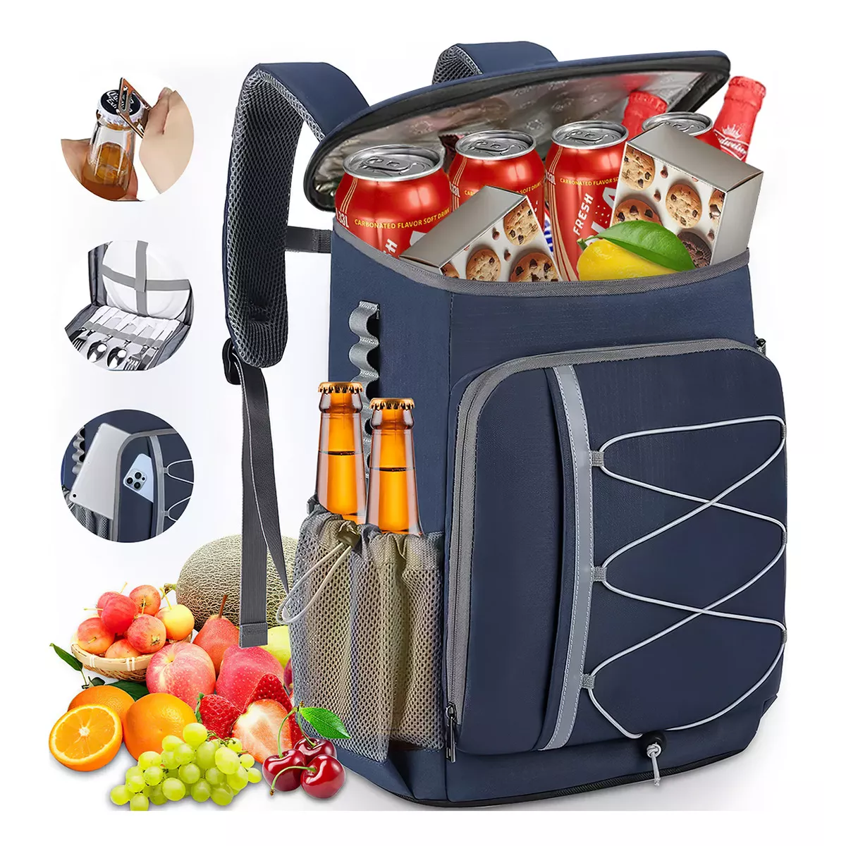 Foto 4 pulgar | Hielera Portatil Mochila Enfriador Bolsa De Impermeable Eo Safe Imports Esi-16886 Azul